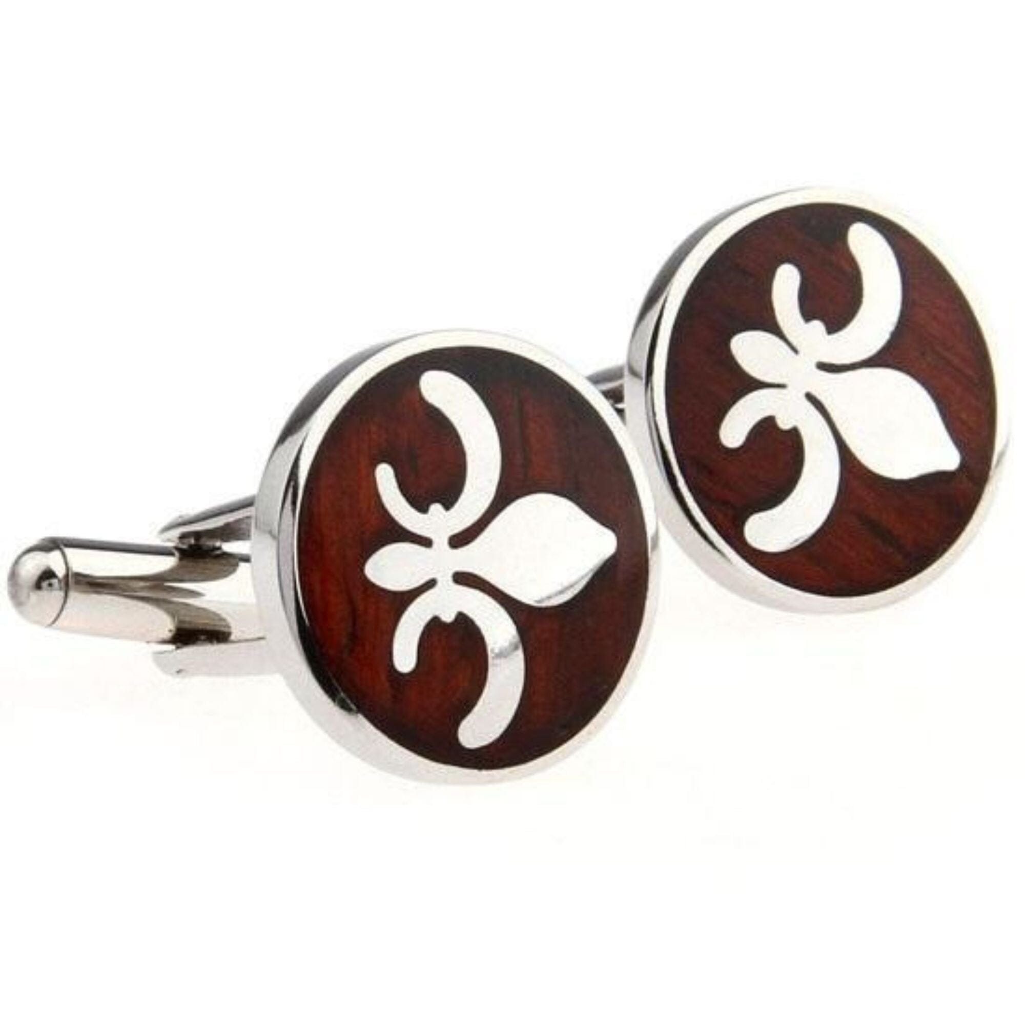 Fleur-De-Lis Cufflinks in Stainless Steel and Wood Classic & Modern Cufflinks Clinks Australia Default