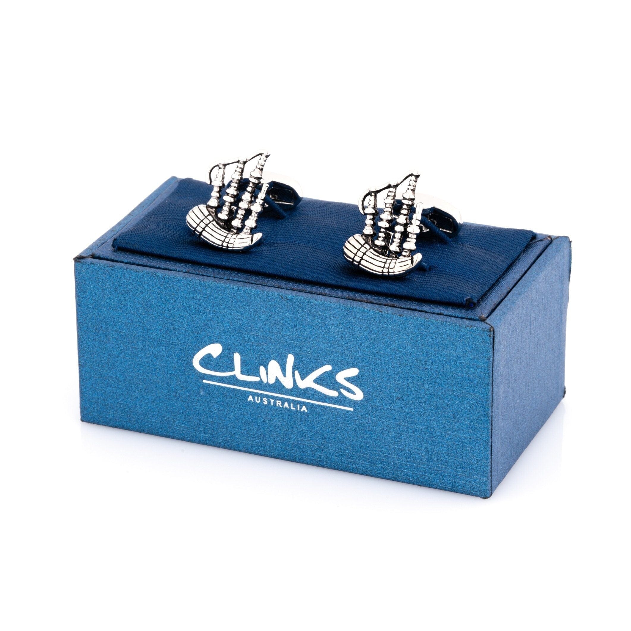 Scottish Bagpipe Cufflinks Silver Novelty Cufflinks Clinks Australia