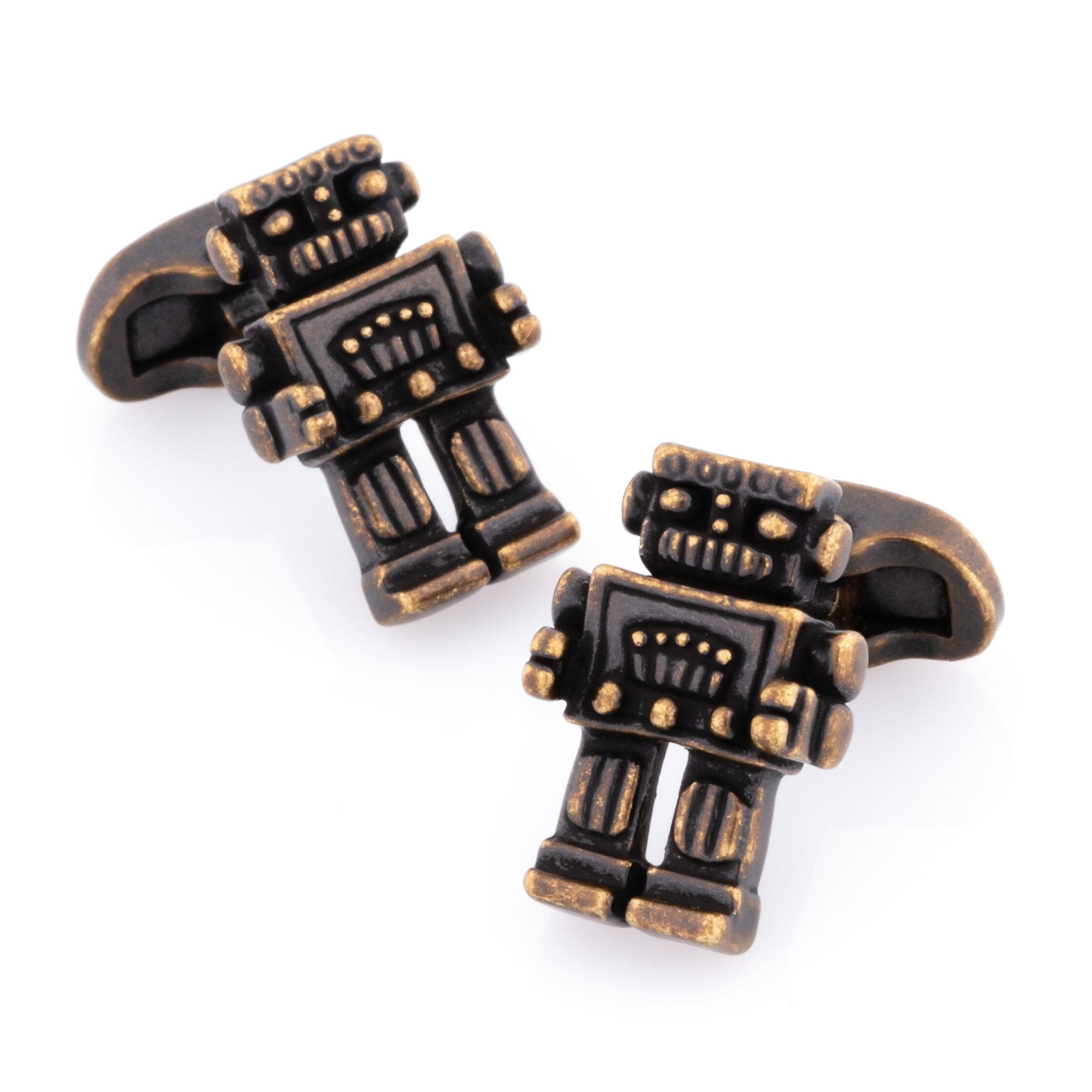 Robot Cufflinks in Antique Burnished Gold Novelty Cufflinks Clinks Australia Robot Cufflinks in Antique Burnished Gold