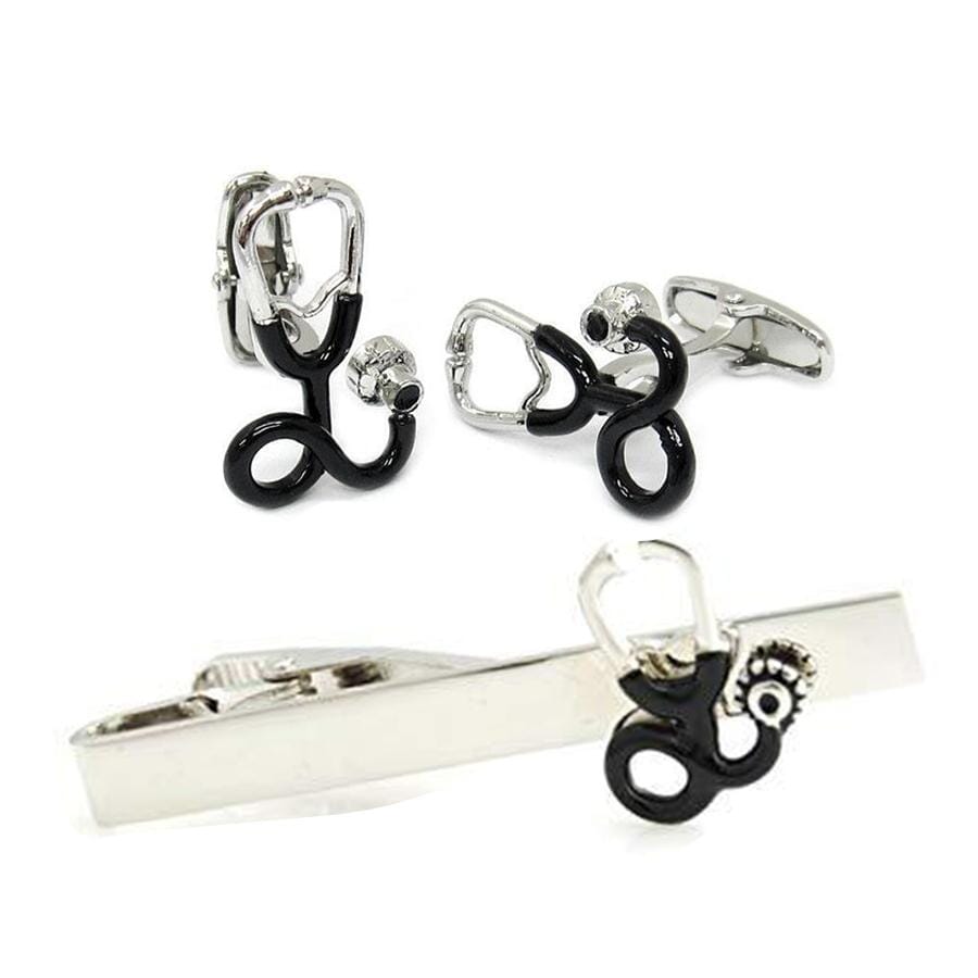 Stethoscope Cufflinks & Tie Clip Set Gift Set Clinks Australia Default