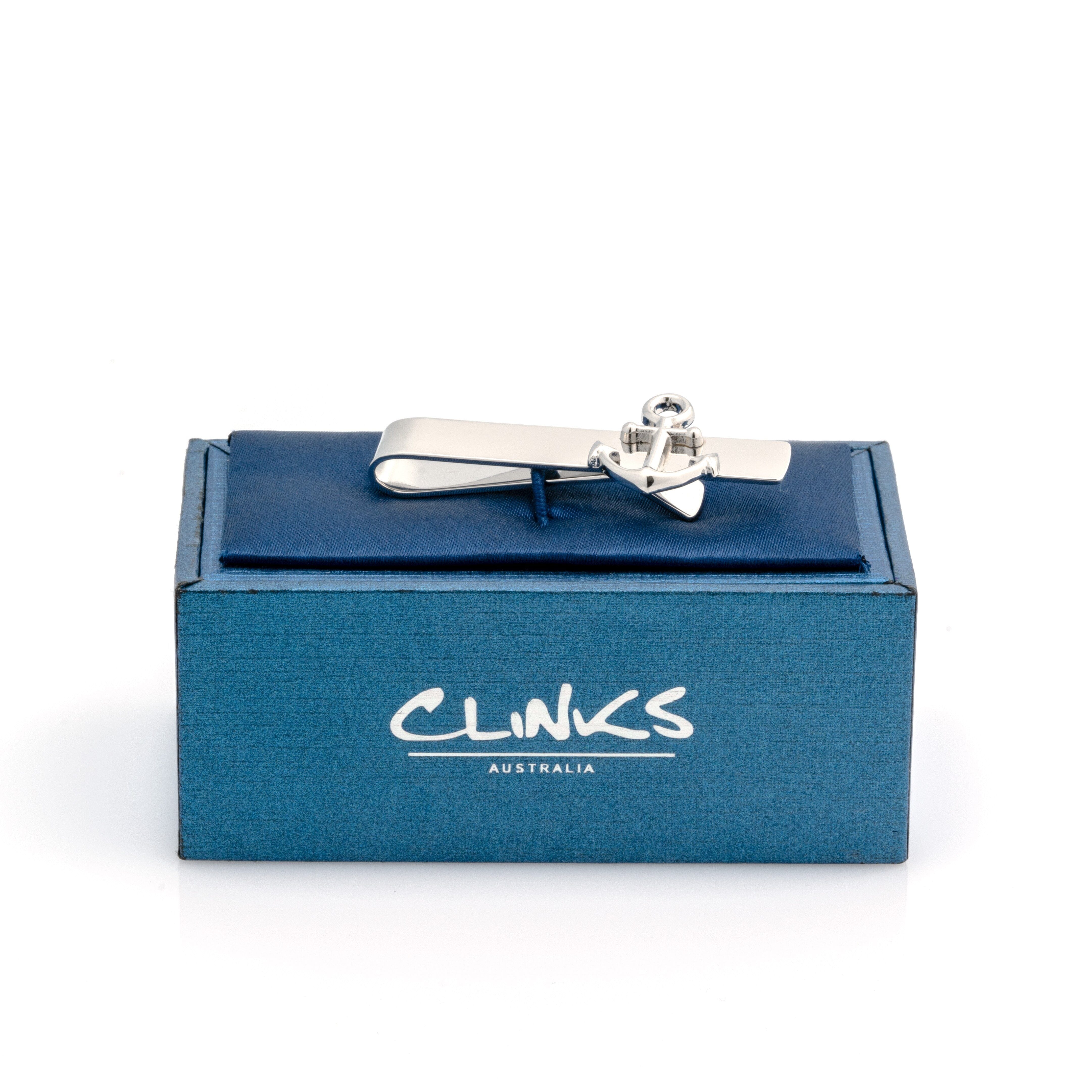 Shiny Silver Anchor Tie Bar Tie Clips Clinks