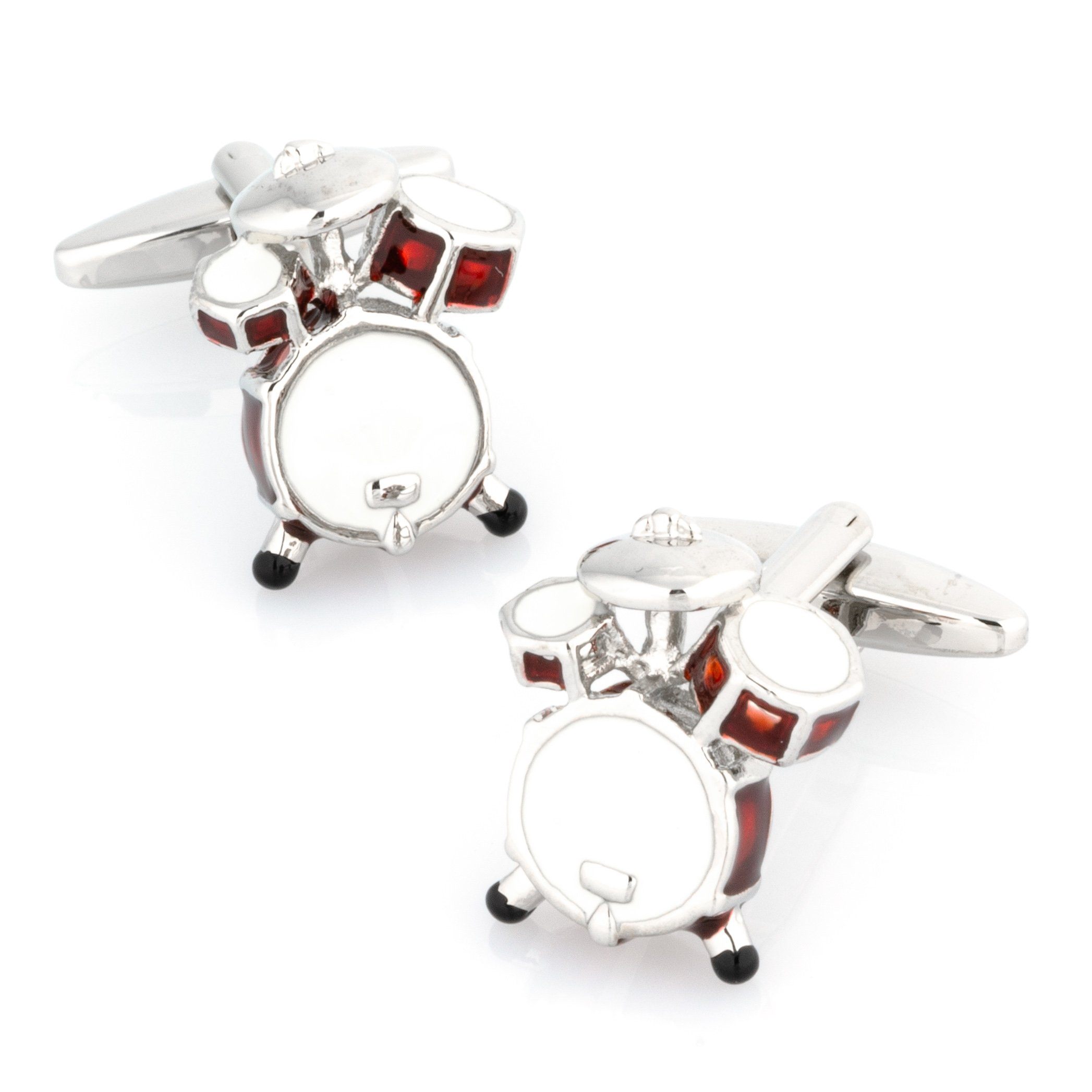 Drum Kit Cufflinks Red & White Novelty Cufflinks Clinks Australia Drum Kit Cufflinks Red & White