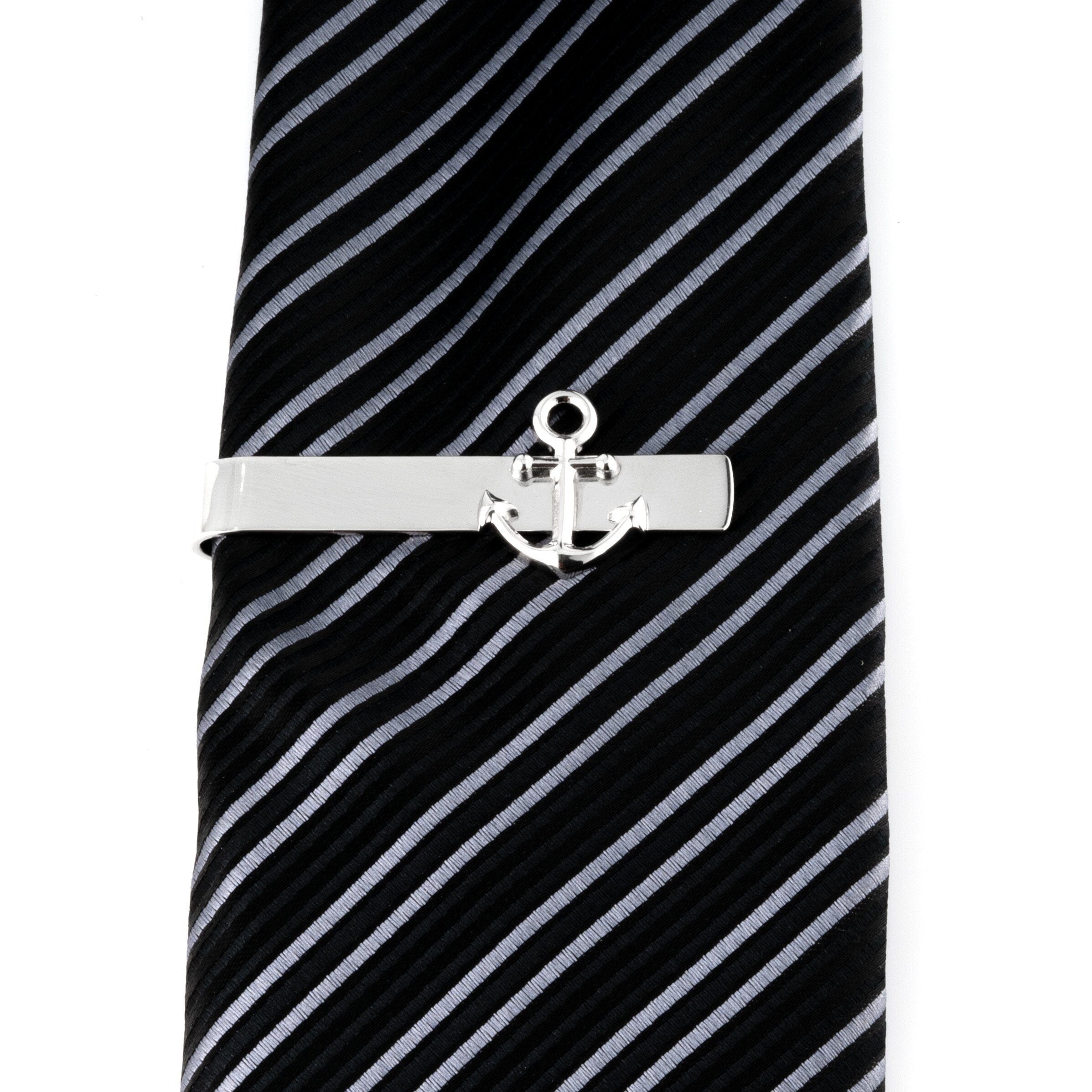 Shiny Silver Anchor Tie Bar Tie Clips Clinks