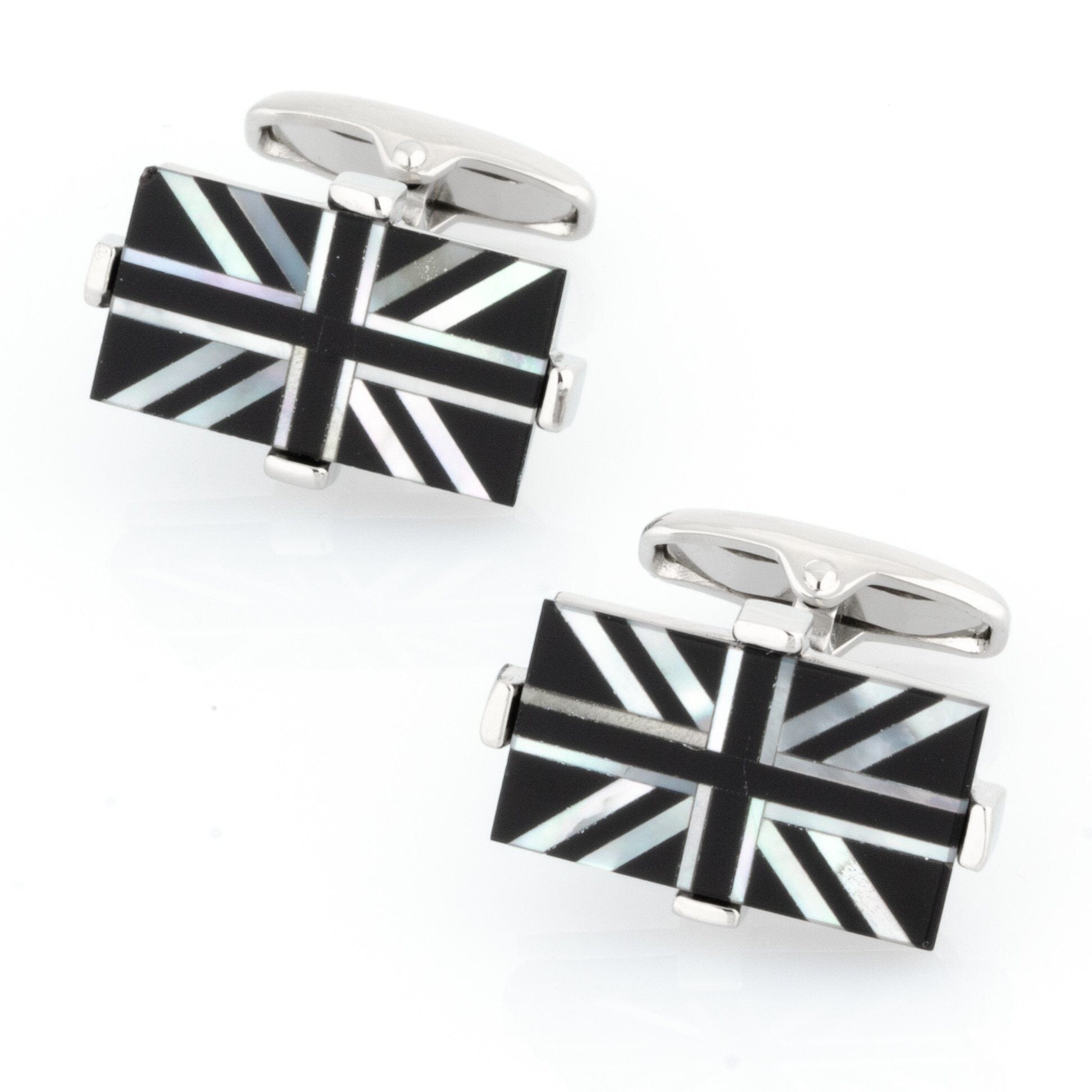 Union Jack - Flag of United Kingdom Cufflinks - Onyx & Mother of Pearl Novelty Cufflinks Clinks Australia
