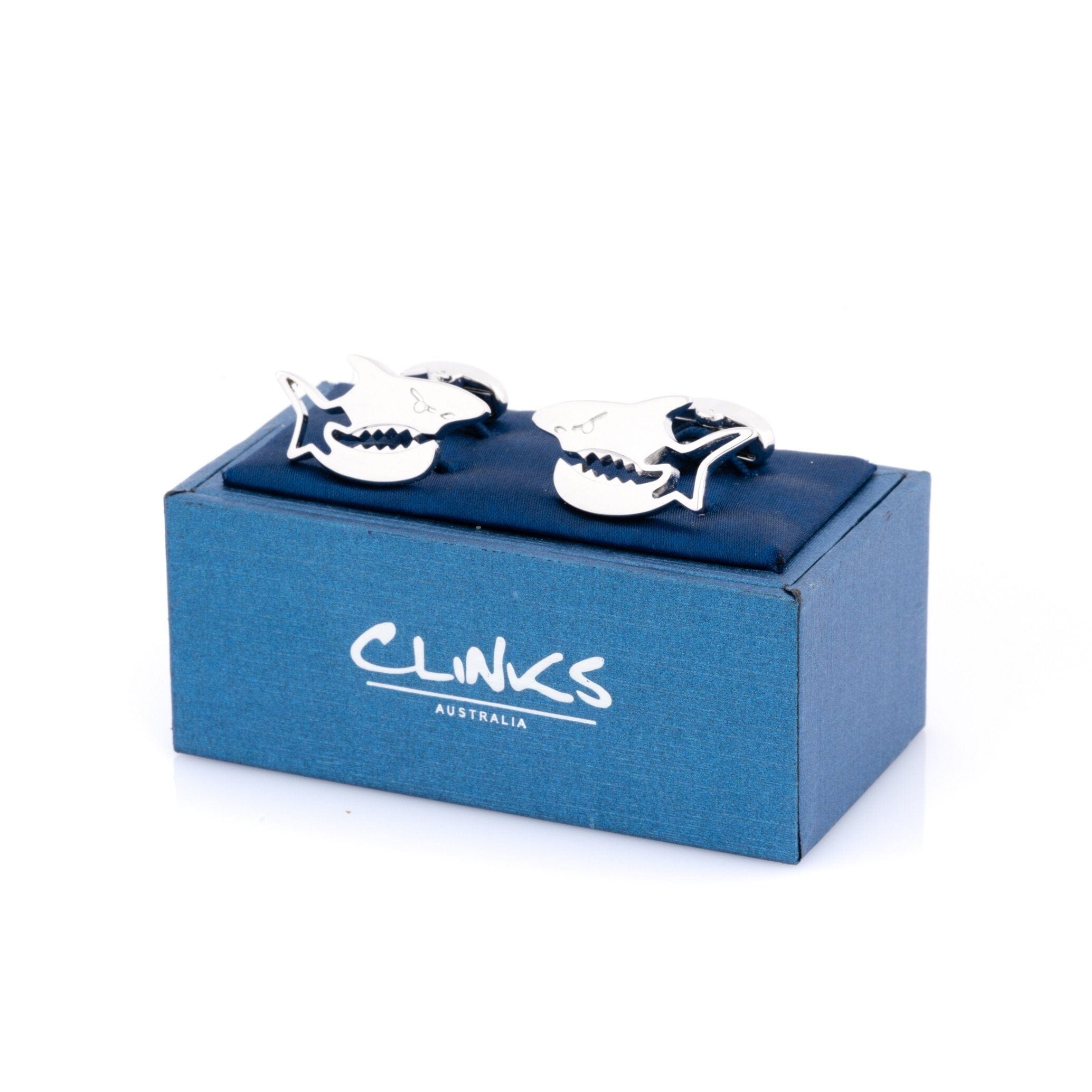Silver Shark Cufflinks Novelty Cufflinks Clinks Australia