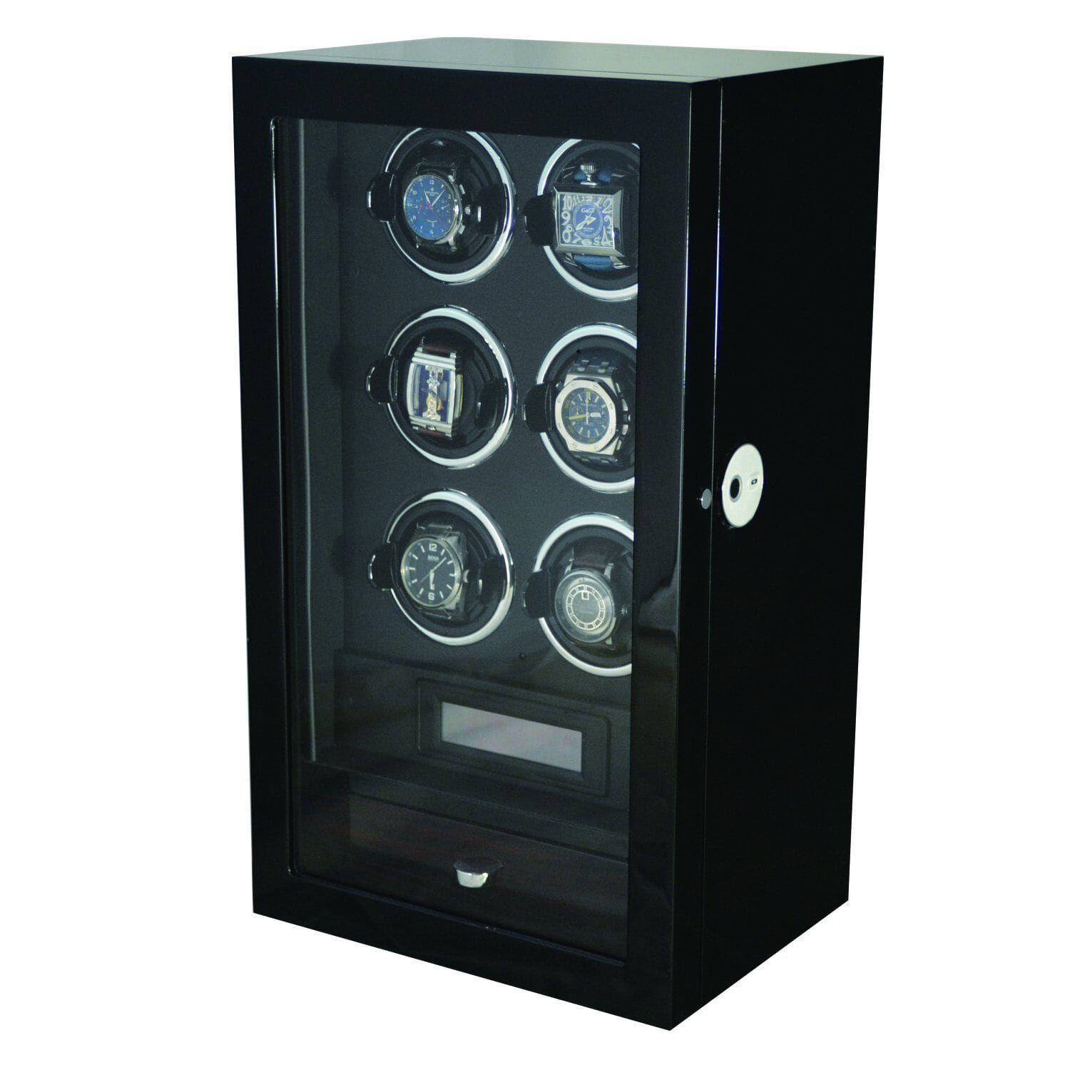 Yarra Watch Winder for 6 Watches + Drawer with Fingerprint Lock Watch Winder Boxes Clinks