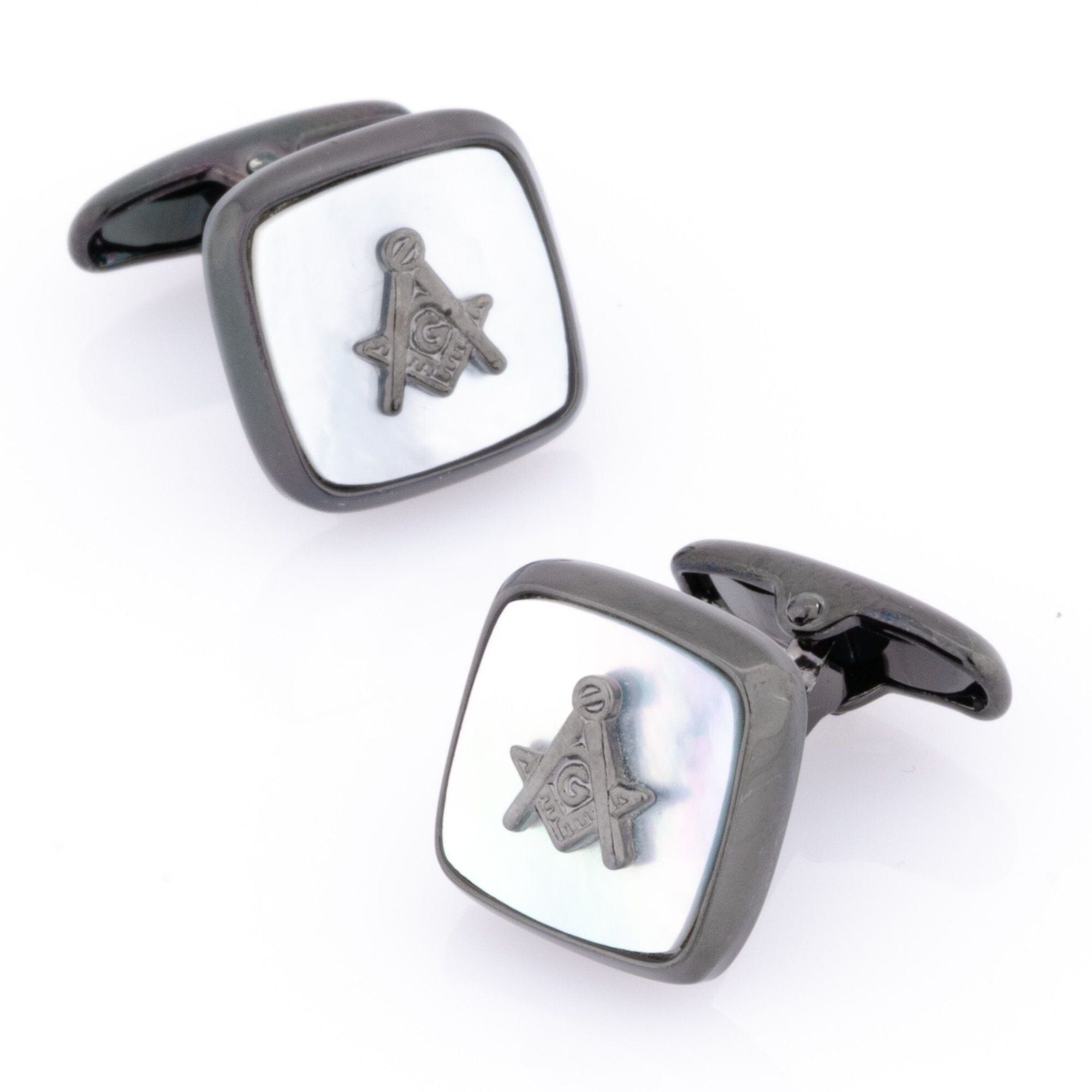 Freemason Masonic Square Gunmetal Mother of Pearl Cufflinks Novelty Cufflinks Clinks Australia Freemason Masonic Square Gunmetal Mother of Pearl Cufflinks