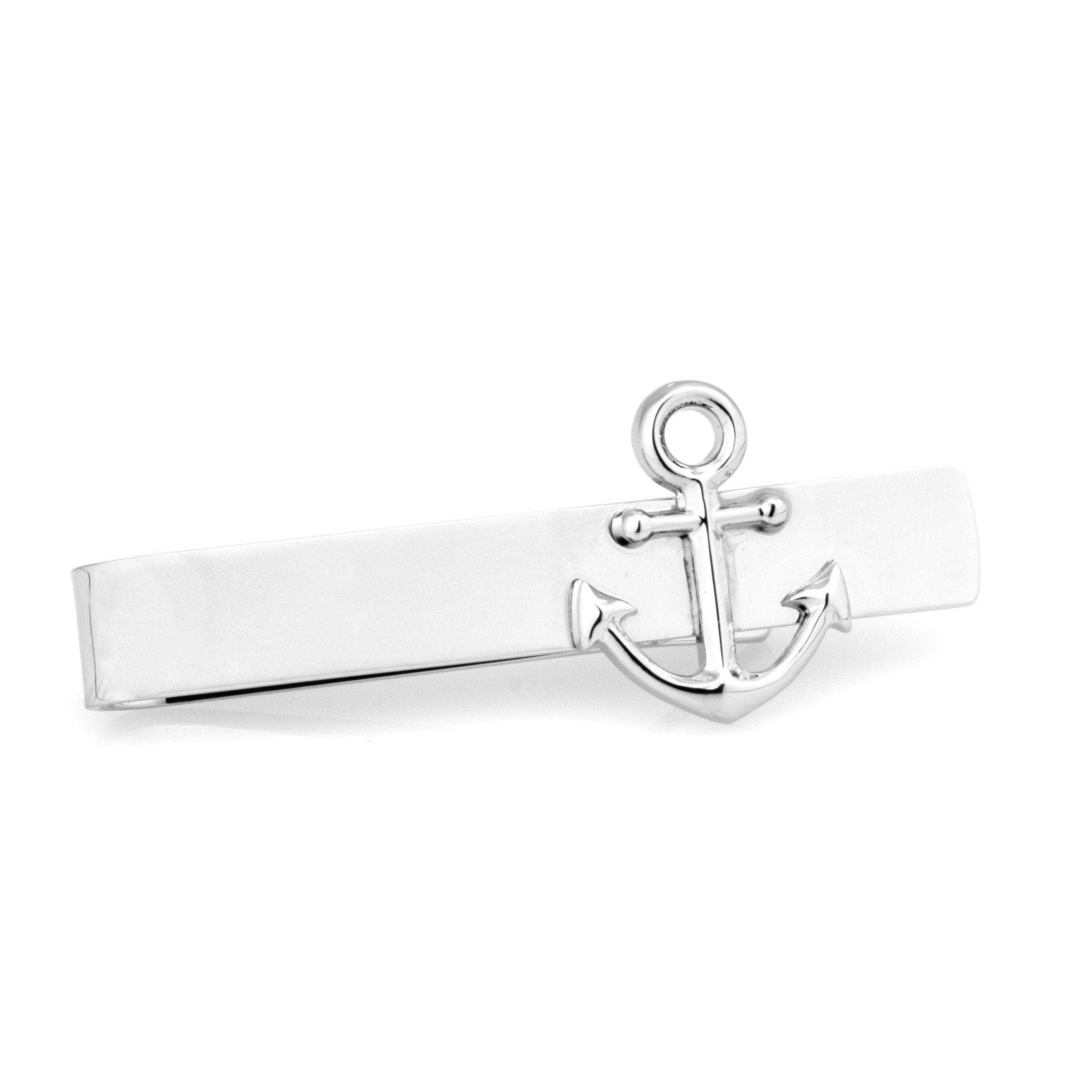 Shiny Silver Anchor Tie Bar Tie Clips Clinks