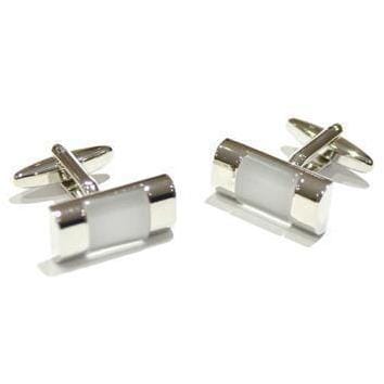 White Catseye Bar Cufflinks Classic & Modern Cufflinks Clinks Australia White Catseye Bar Cufflinks