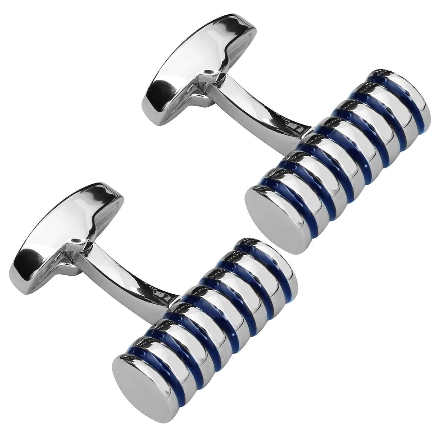 Silver Cylinder with Black Grooves Cufflinks Classic & Modern Cufflinks Clinks Australia