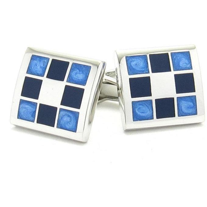 Blue/Black Multi-Square Cufflink, Classic Cufflinks, Modern Cufflinks, CL2105, Blue, Black, Multi-Square, Enamel, Cufflinks, Clinks, Clinks Australia, Cuffed
