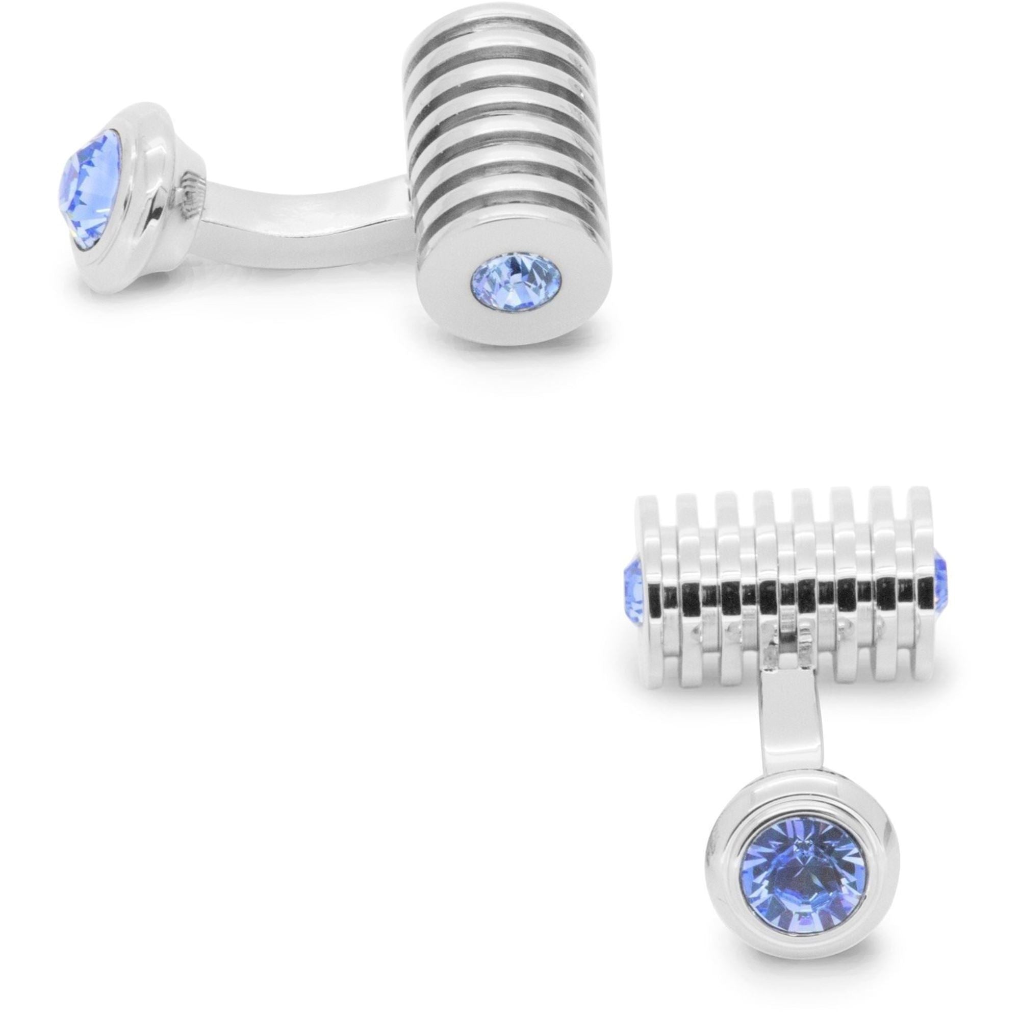 Light Blue Crystal Barrel Cufflinks Classic & Modern Cufflinks Clinks Australia Light Blue Crystal Barrel Cufflinks