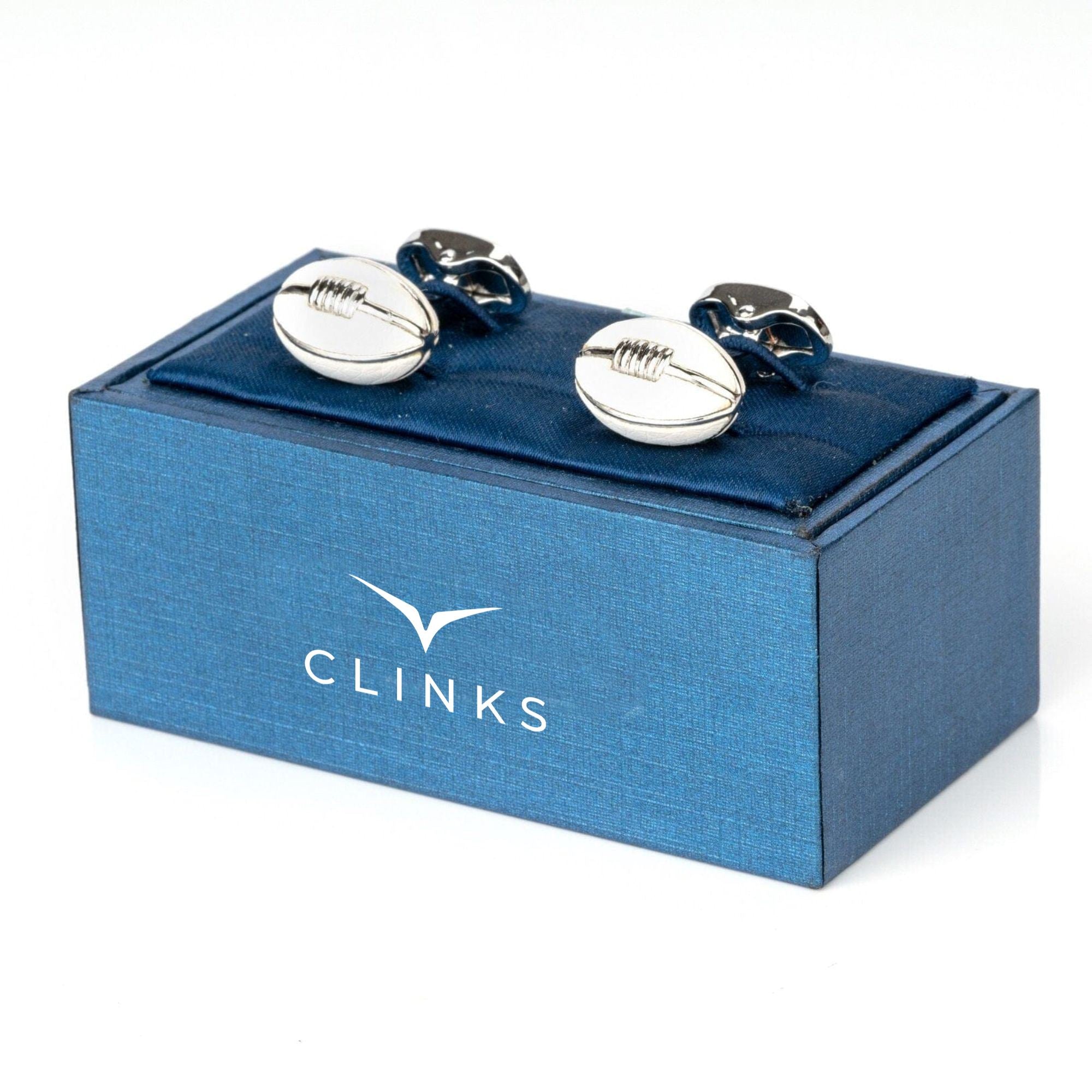 Footy White Leather Football Cufflinks Novelty Cufflinks Clinks Australia