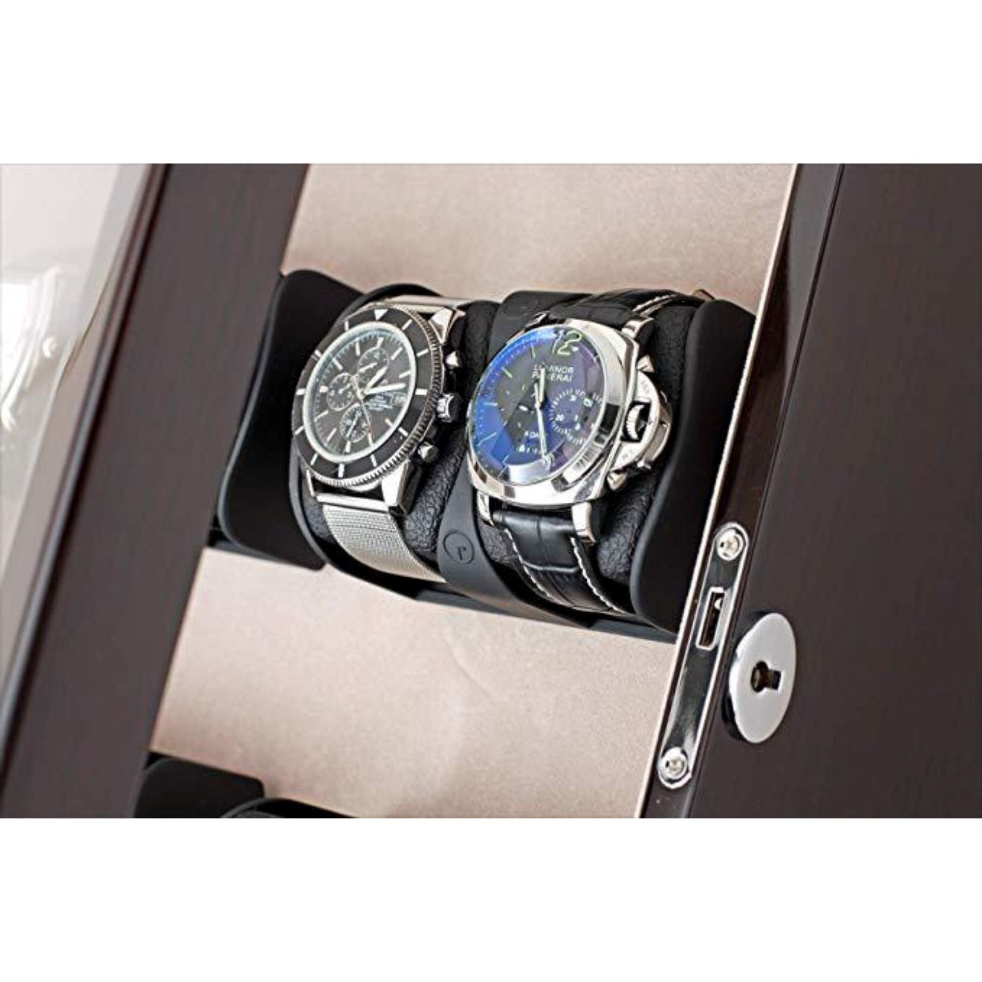 Kosciuszko Watch Winder Box for 12 + 2 Watches in Ebony + Gray Watch Winder Boxes Clinks