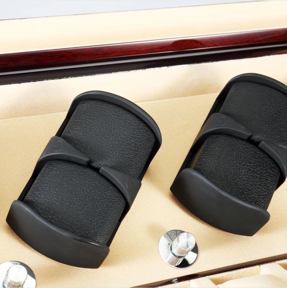 Avoca Watch Winder Box for 8 + 8 Watches in Mahogany Watch Winder Boxes Clinks