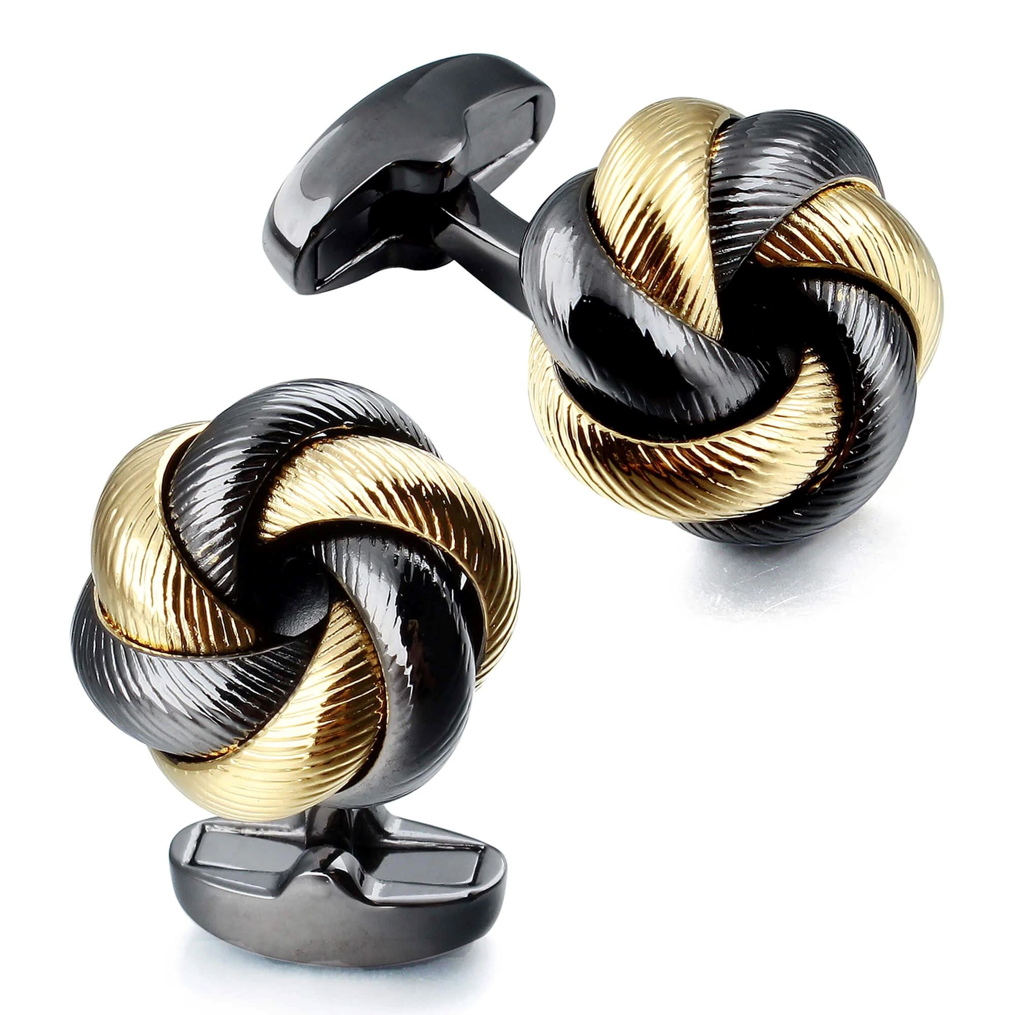 Gunmetal with Gold Knots Cufflinks Classic & Modern Cufflinks Clinks Australia