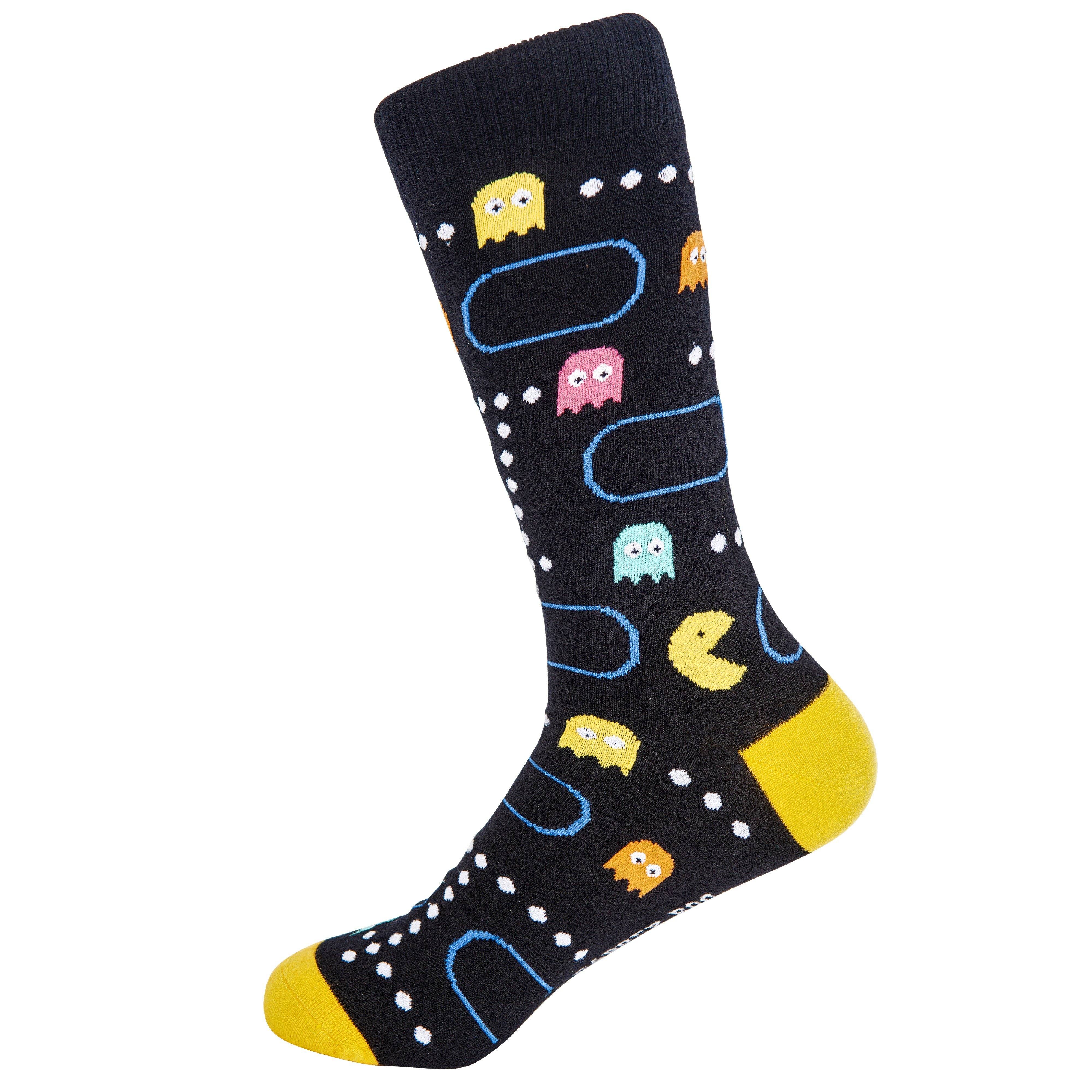 Game Over Arcade Bamboo Socks by Dapper Roo, Game Over Arcade Socks, Dapper Roo, Socks, Black, Yellow, Multi, Bamboo, Elastane, Nylon, Elastic, SK2019, Men's Socks, Socks for Men, Cuffed, Clinks.com, Clinks Australia