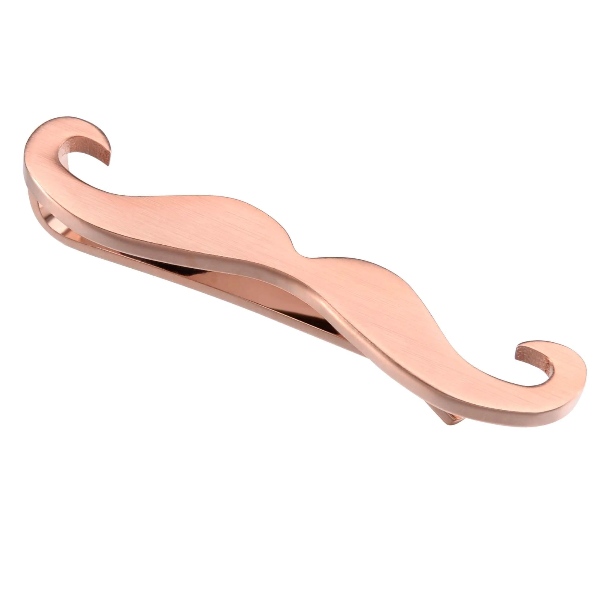 Moustache Tie Bar in Brushed Rose Gold Tie Bars Clinks Australia