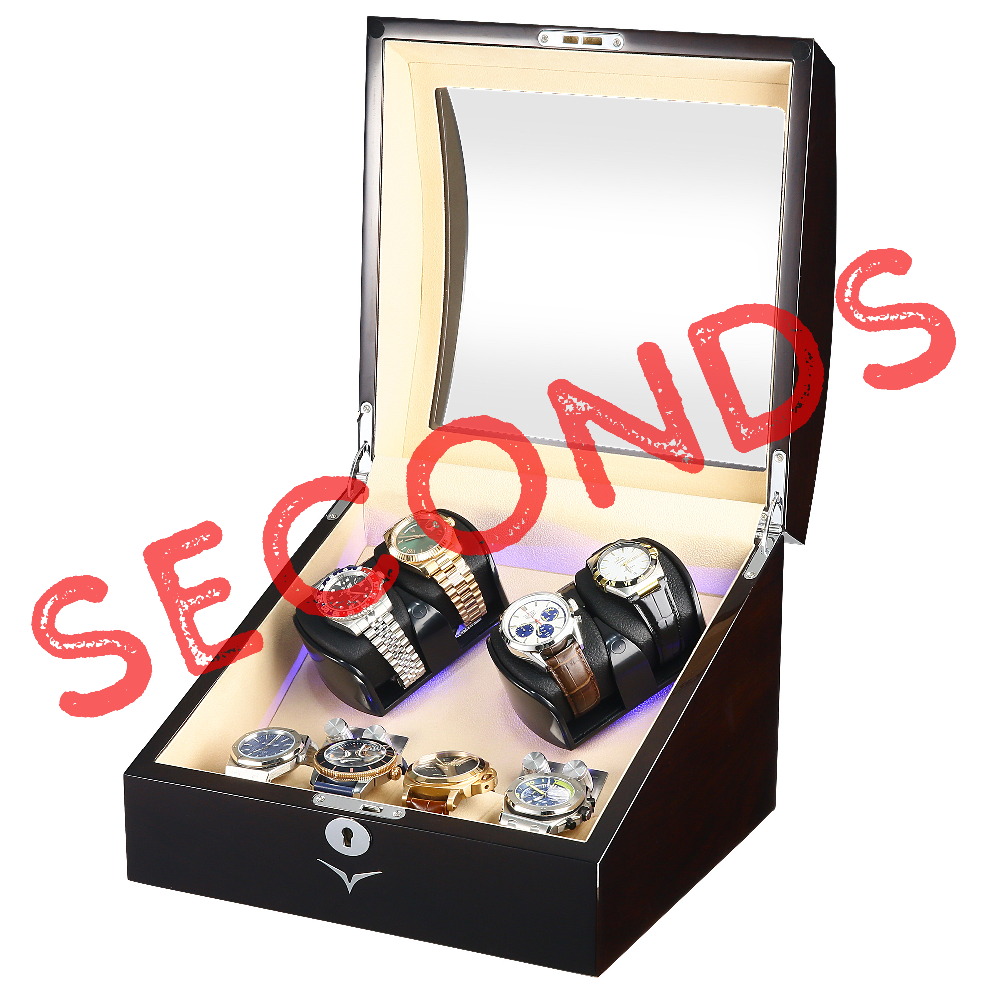 Seconds - Avoca Watch Winder Box 4 + 4 Watches in Mahogany (J)