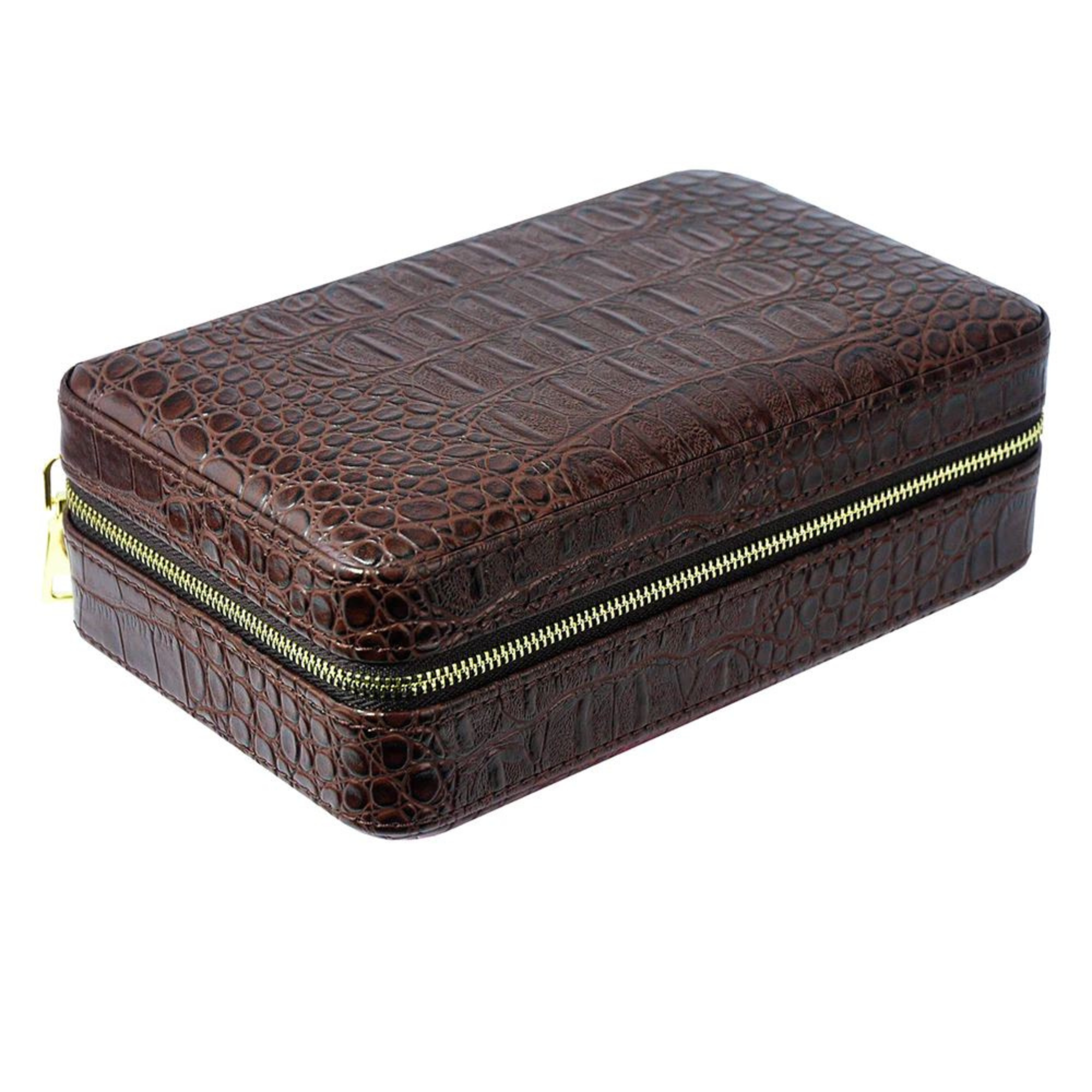 Dark Brown Cigar Humidor Leather Case for Cigars