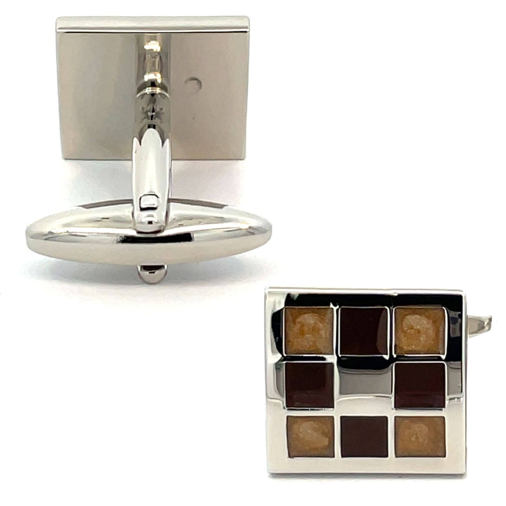 Nine Panel Brown Cufflinks