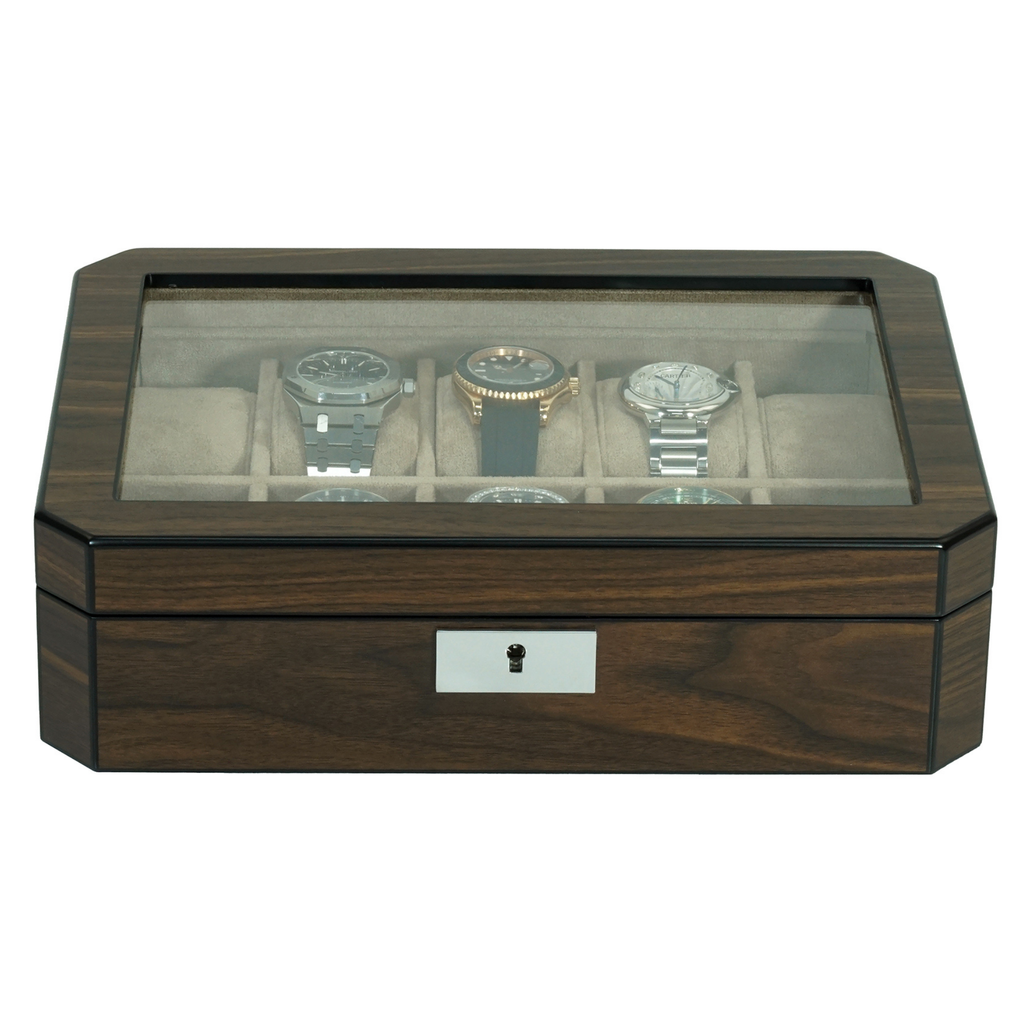 10 Slots Octagon Walnut Wooden Watch Box