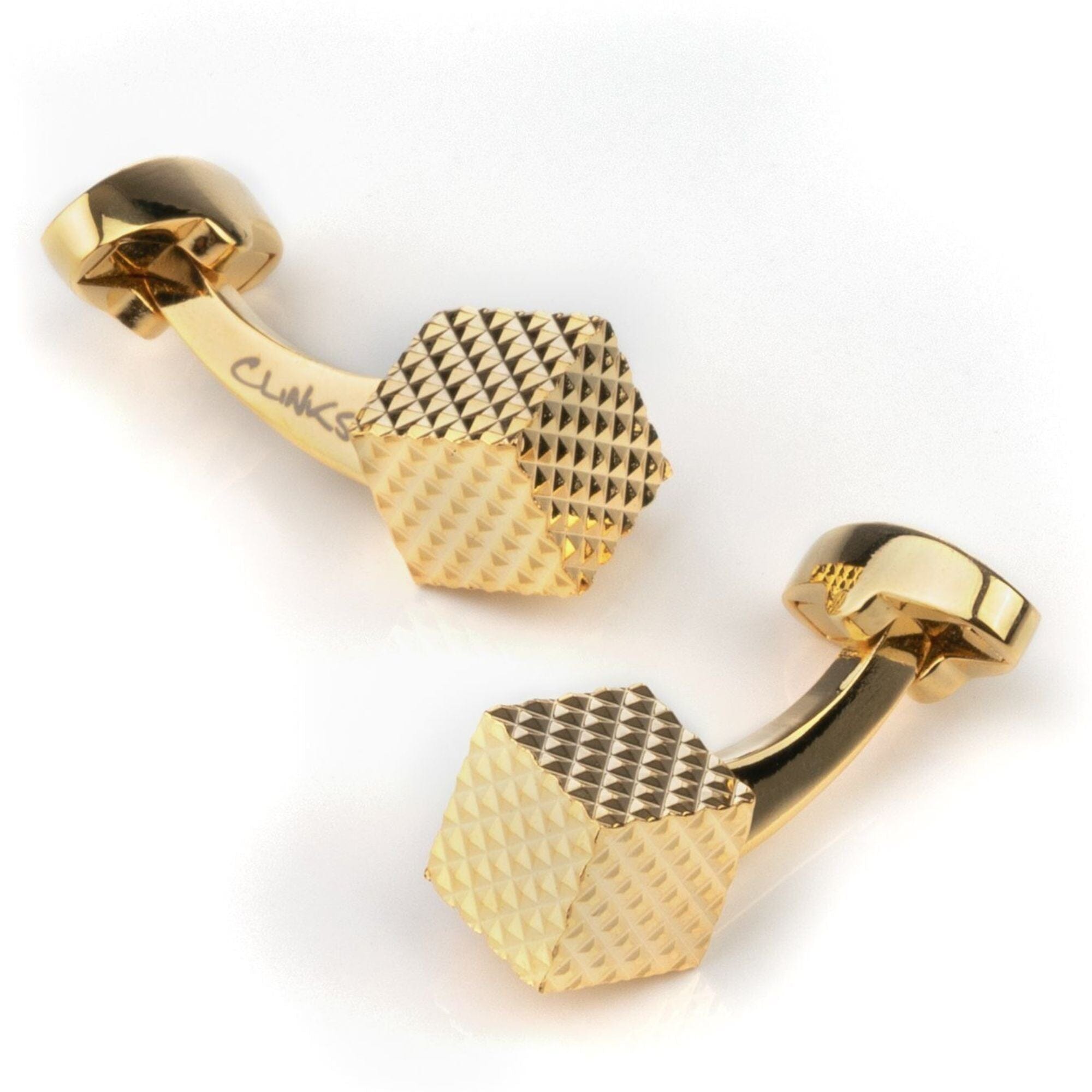 Gold Diamond Textured Cube Cufflinks Classic & Modern Cufflinks Clinks Australia 