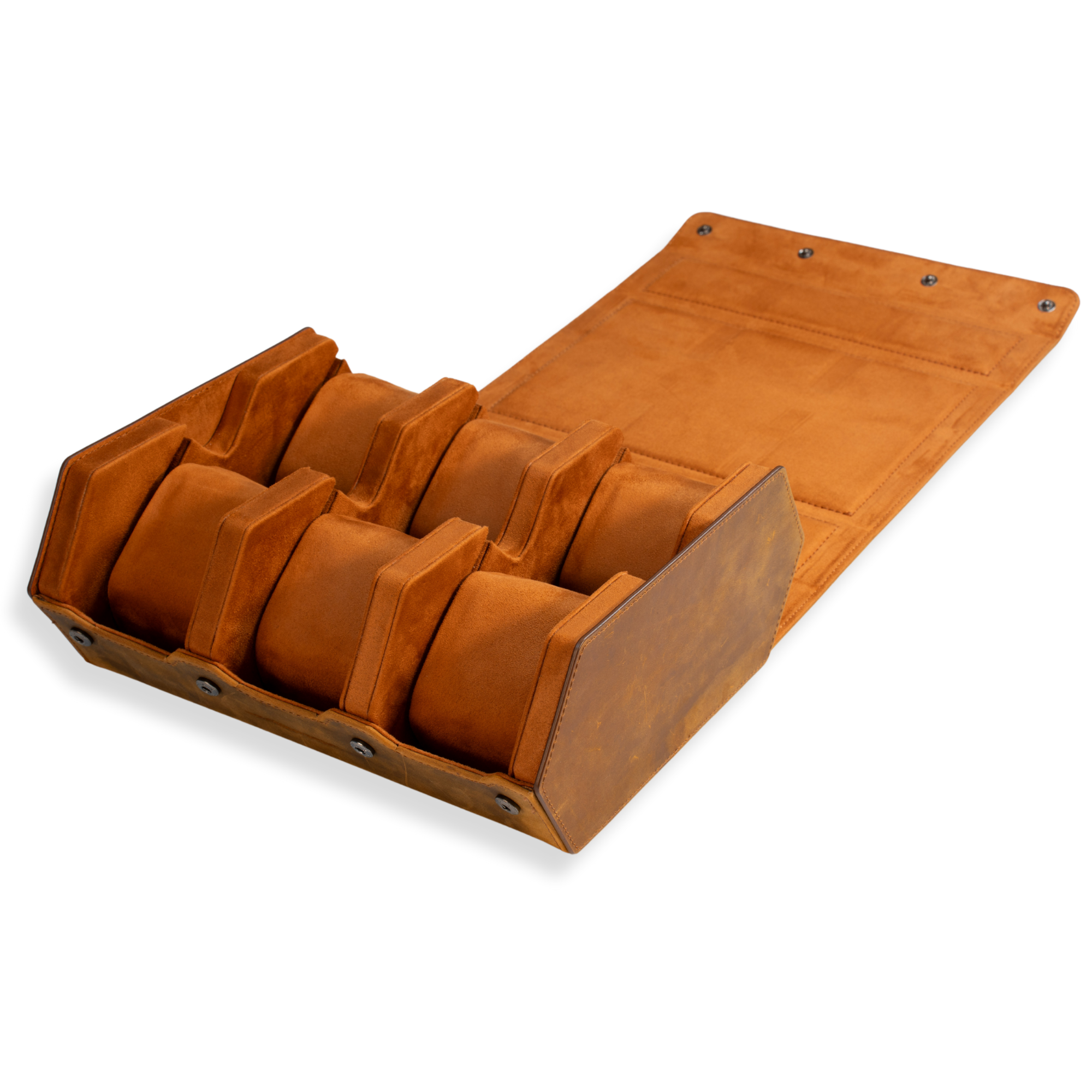Seconds - Hex Leather Watch Roll 6 Slots in Saddle Leather/Brown