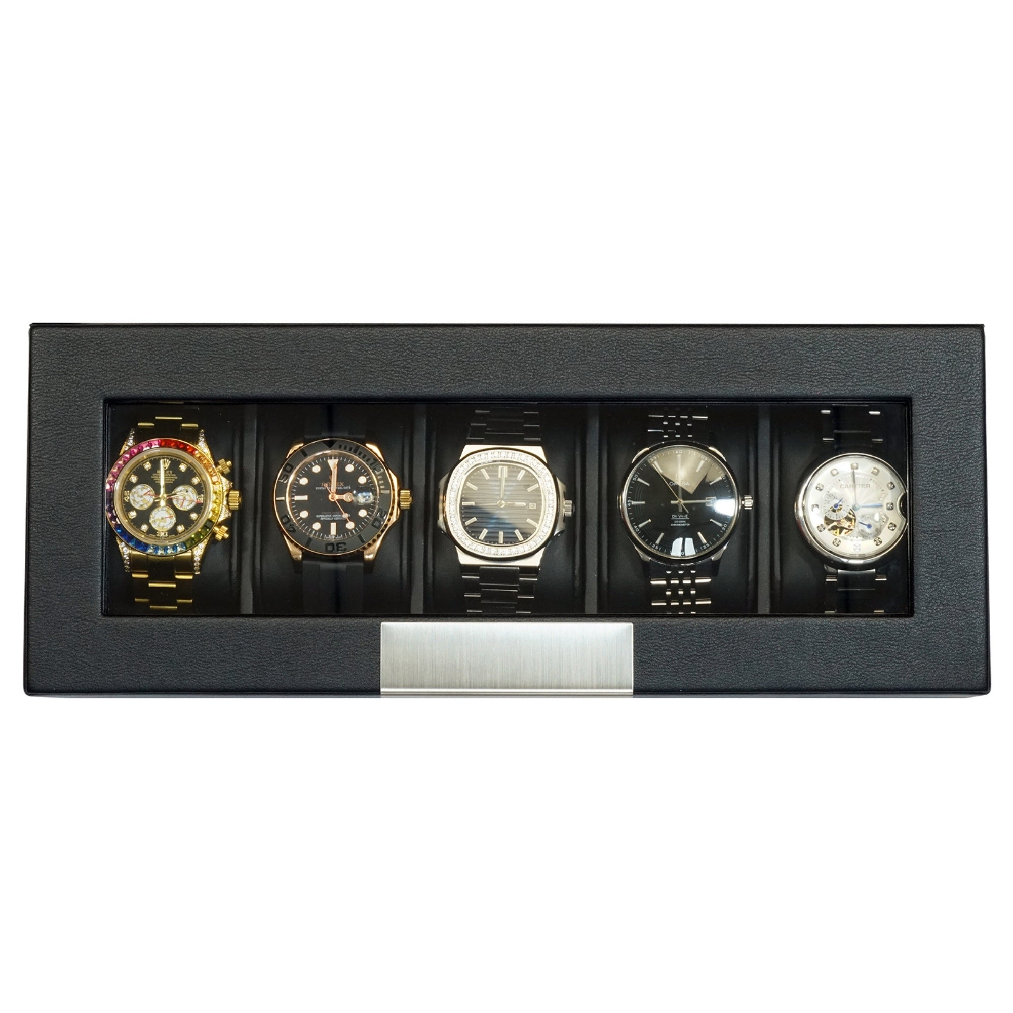 5 Slots Leather Watch Box