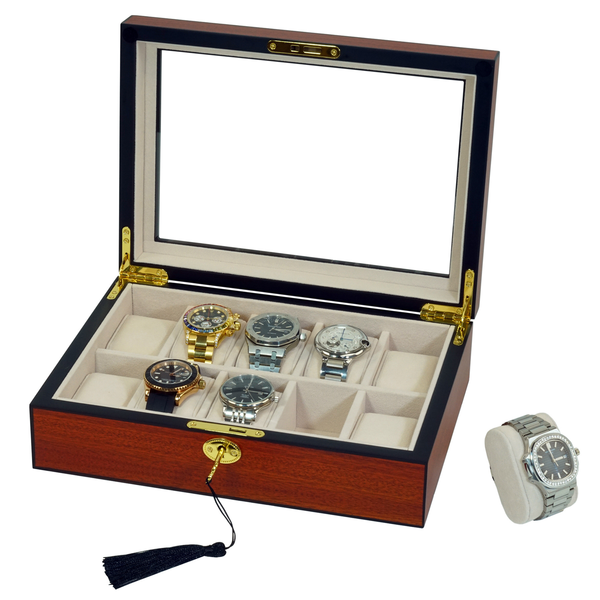 Cherry Wooden Watch Box for 10 Watches
