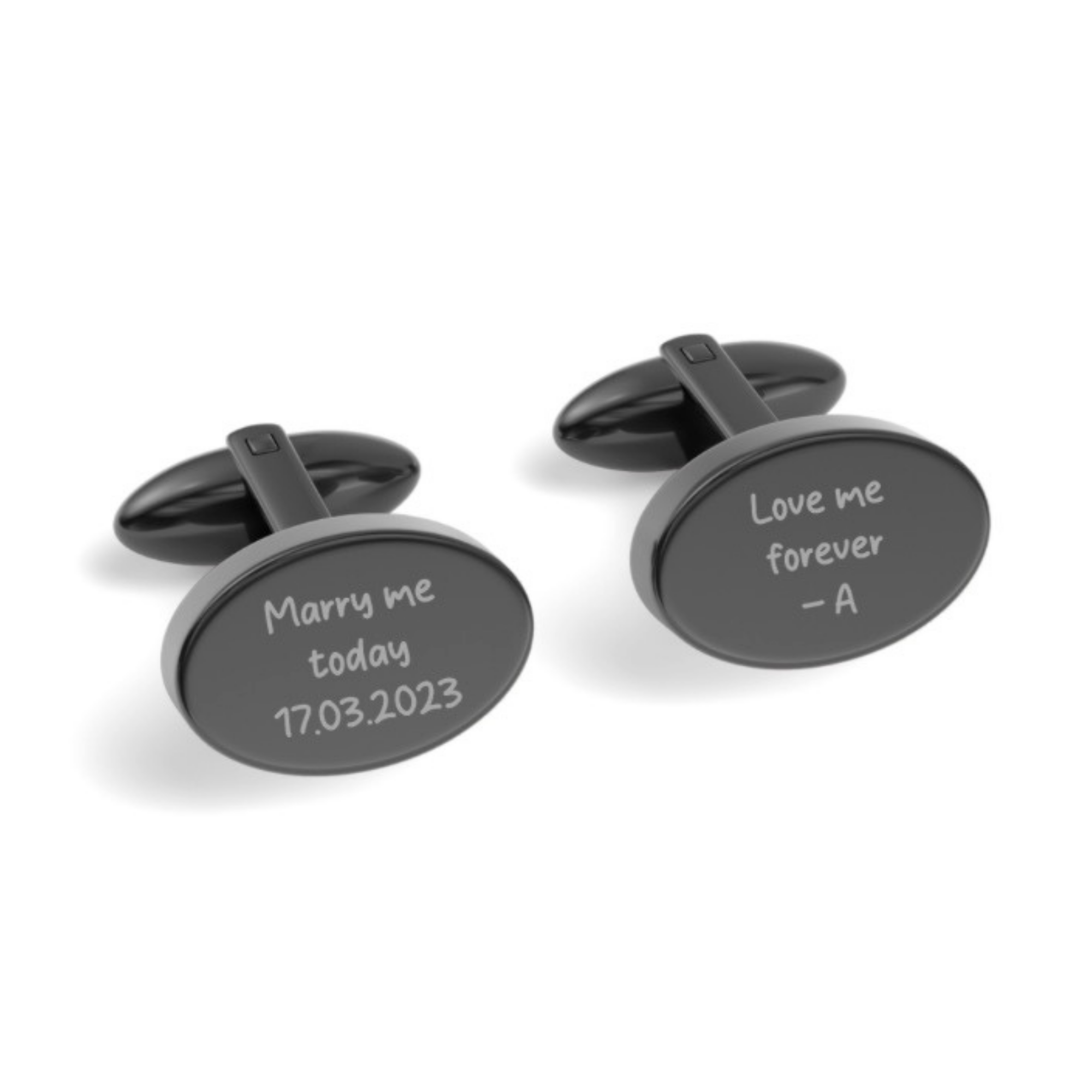 Custom Handwriting Engraved Oval Cufflinks