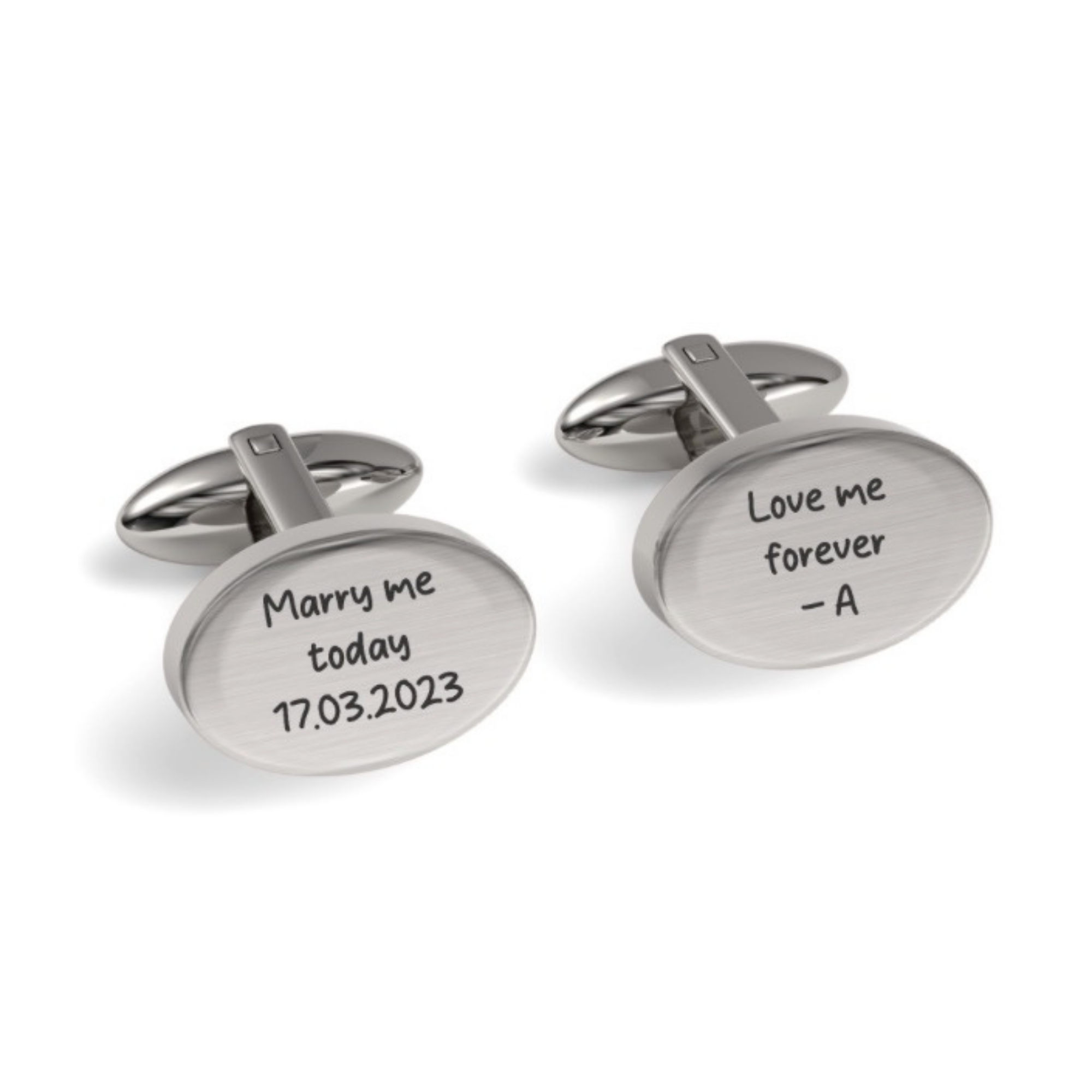 Custom Handwriting Engraved Oval Cufflinks