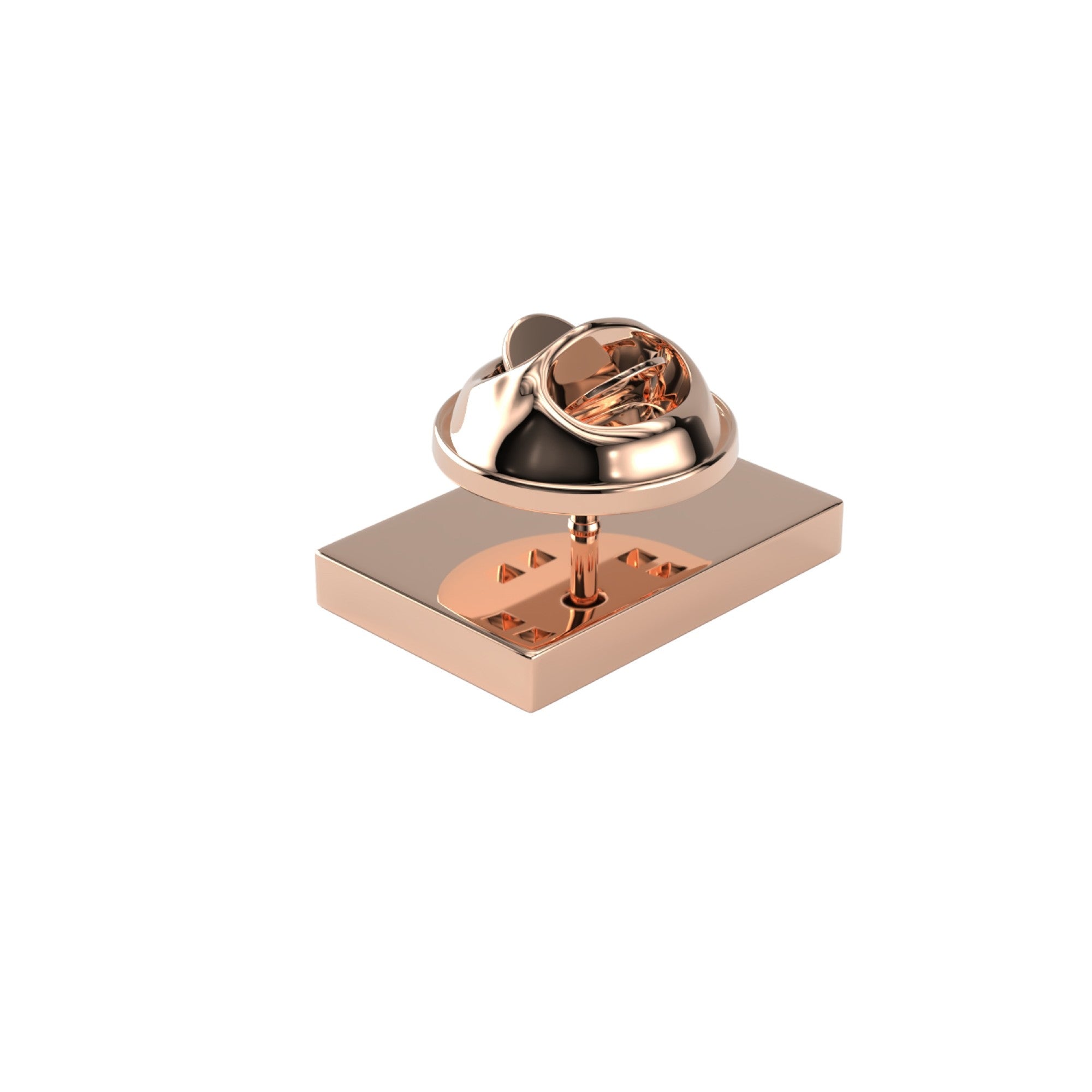 Rectangle Shiny Rose Gold Engravable Lapel Pin