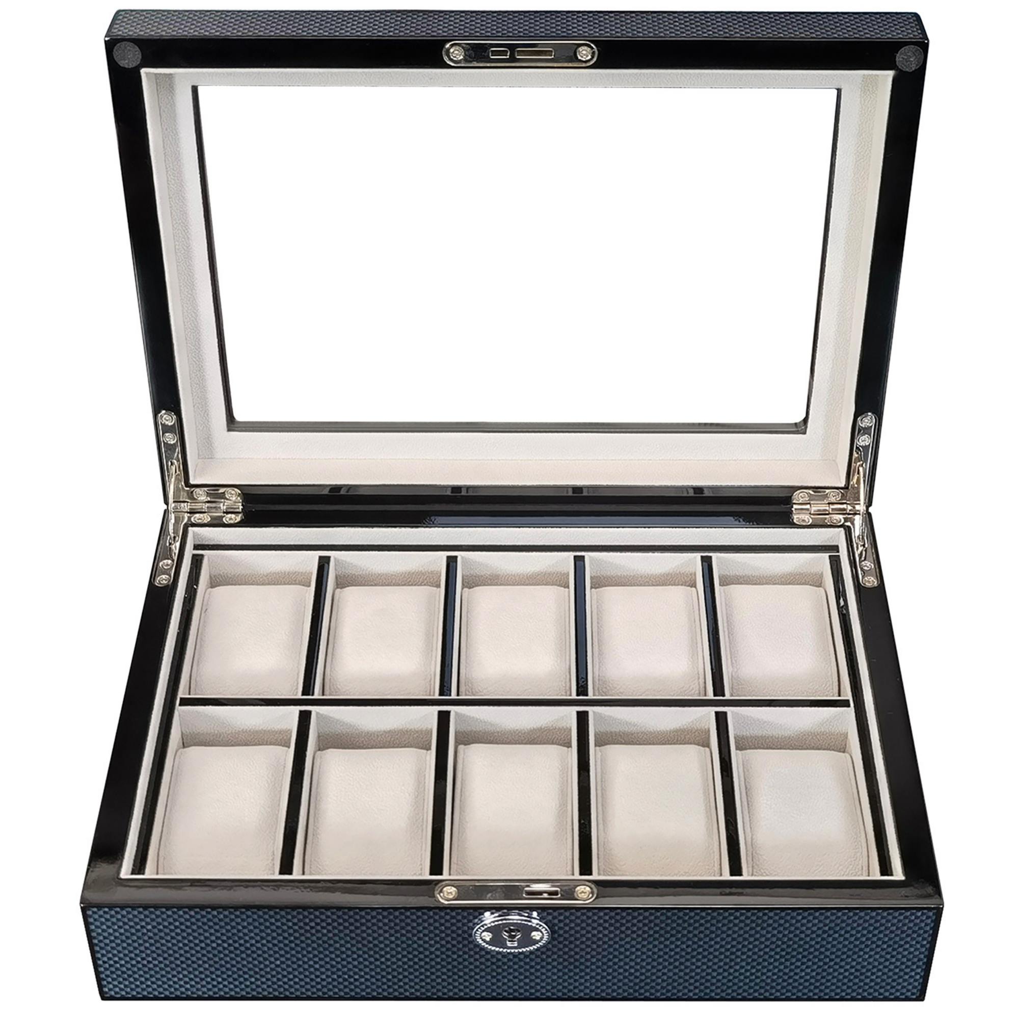 Carbon Fibre Wooden Watch Box for 10 Watches