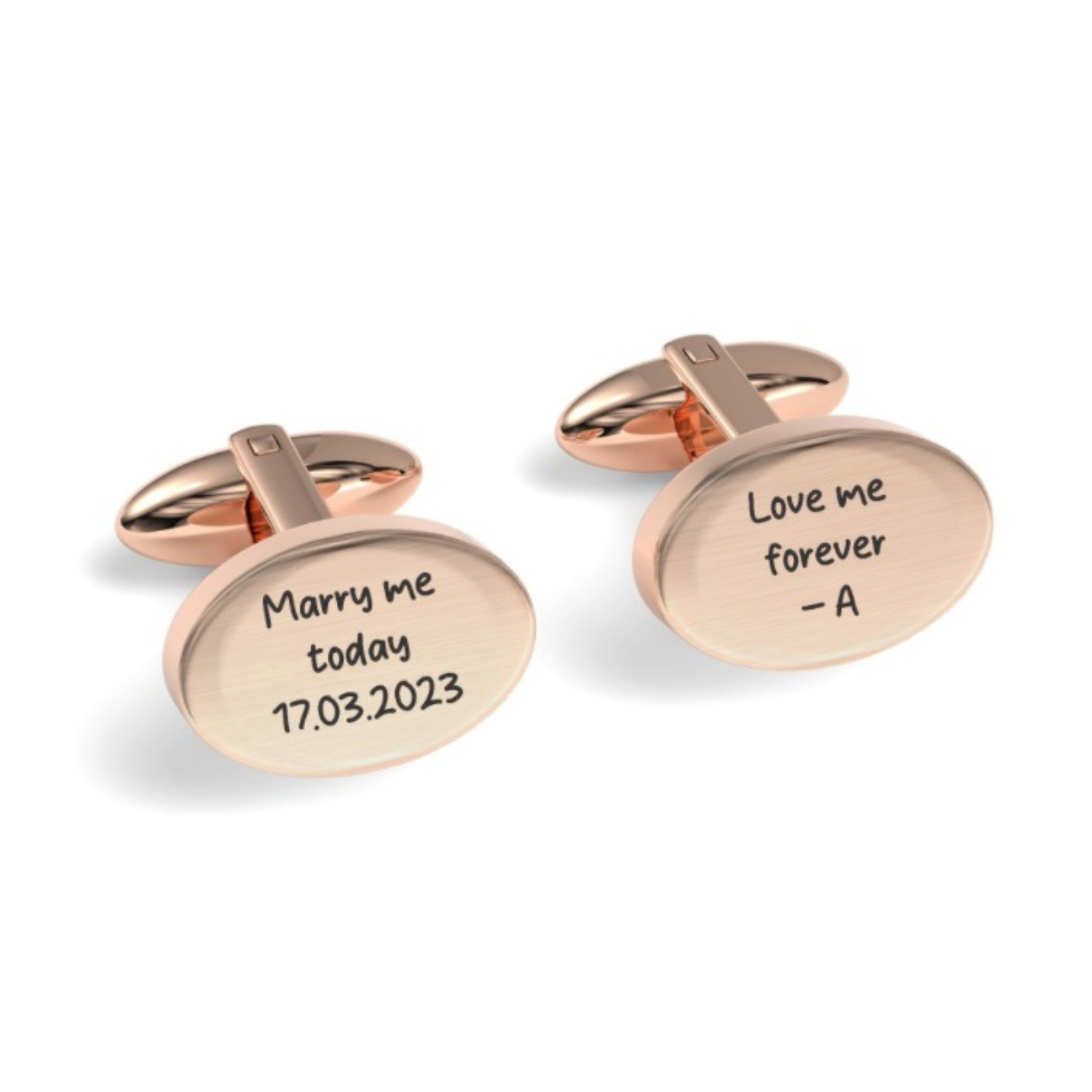 Custom Handwriting Engraved Oval Cufflinks