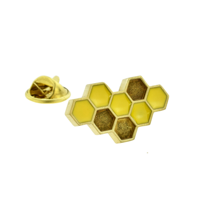Raw Brushed Brass Honeycomb Lapel Pin Badge