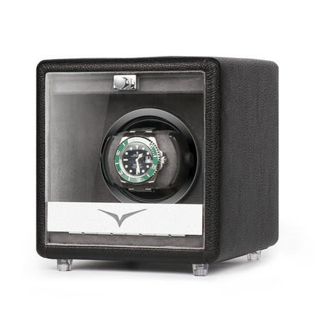 Evandale Single Watch Winder in Black Vegan Leather