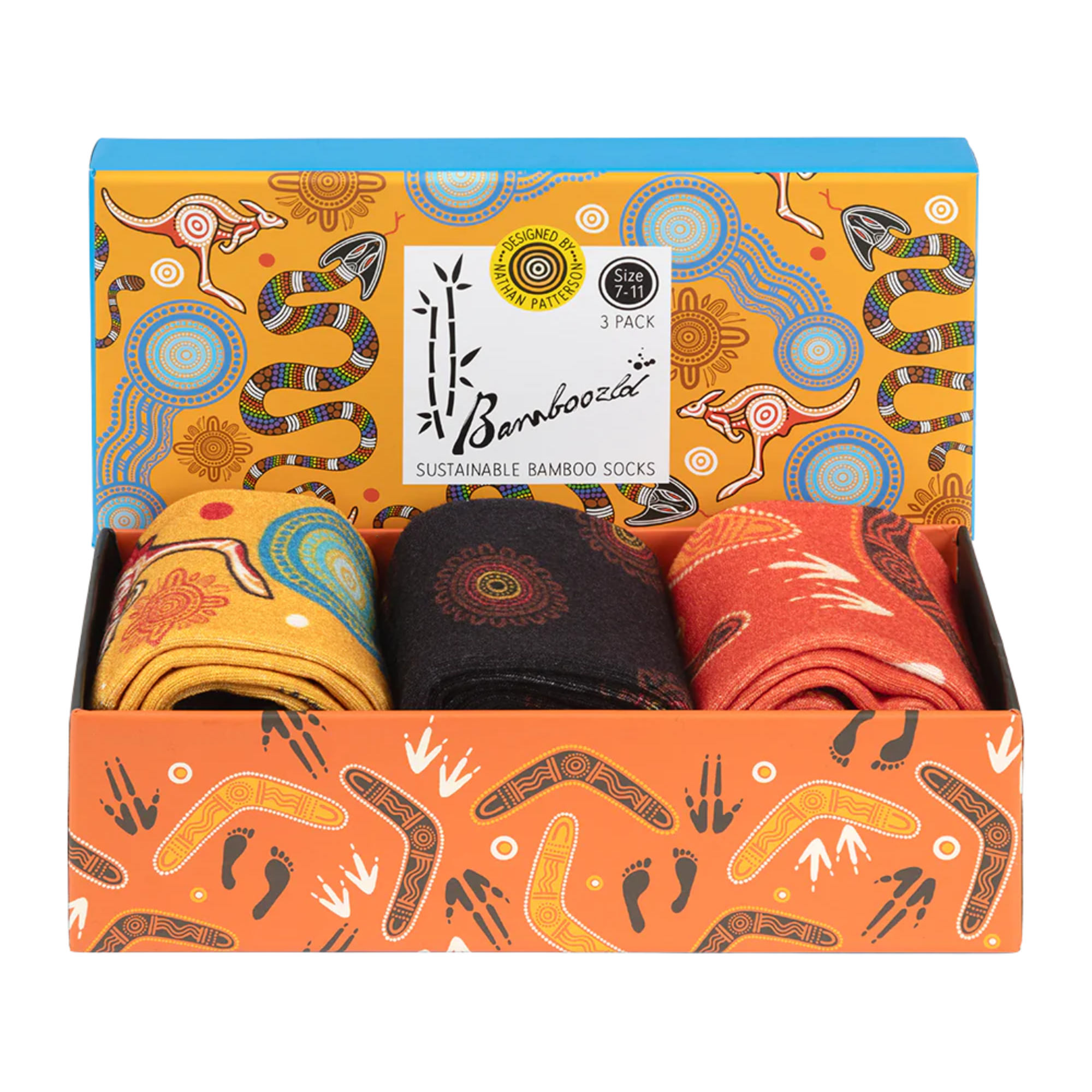 Mens Native Australian Dreamtime 3pk Gift Set Bamboo Socks