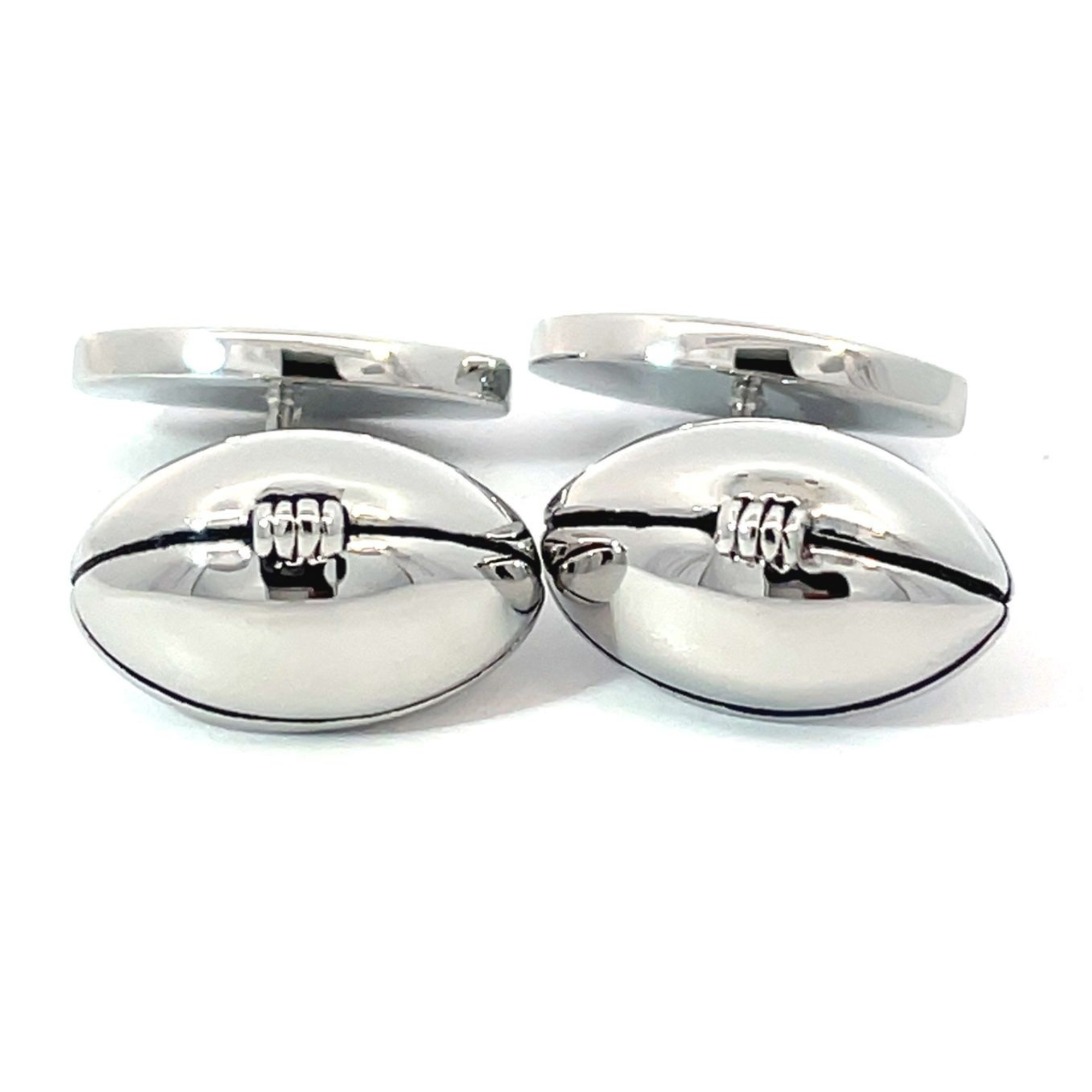 Rugby Ball    Chain Cufflinks - silver plated