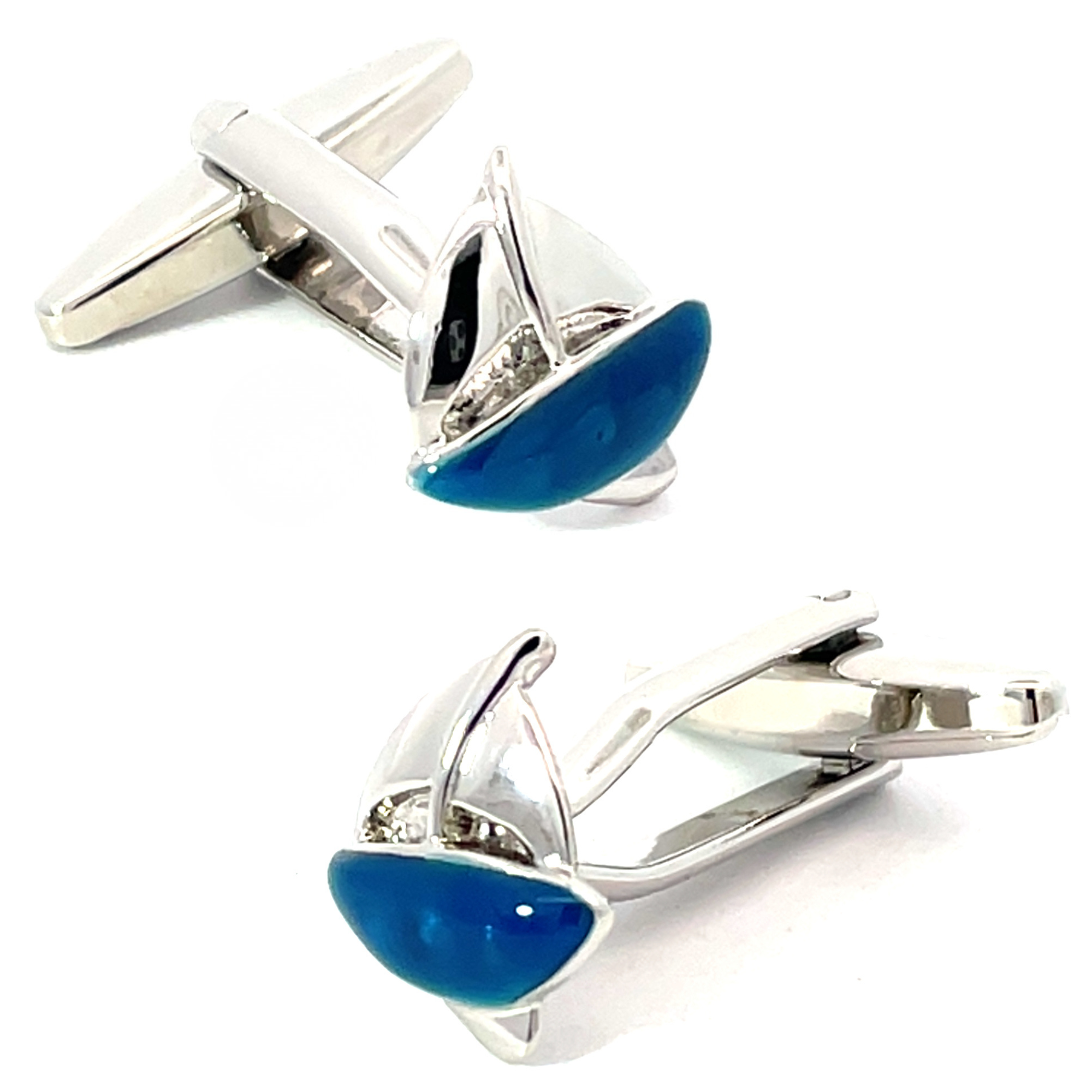 Blue/Silver Sailing Ship Cufflinks