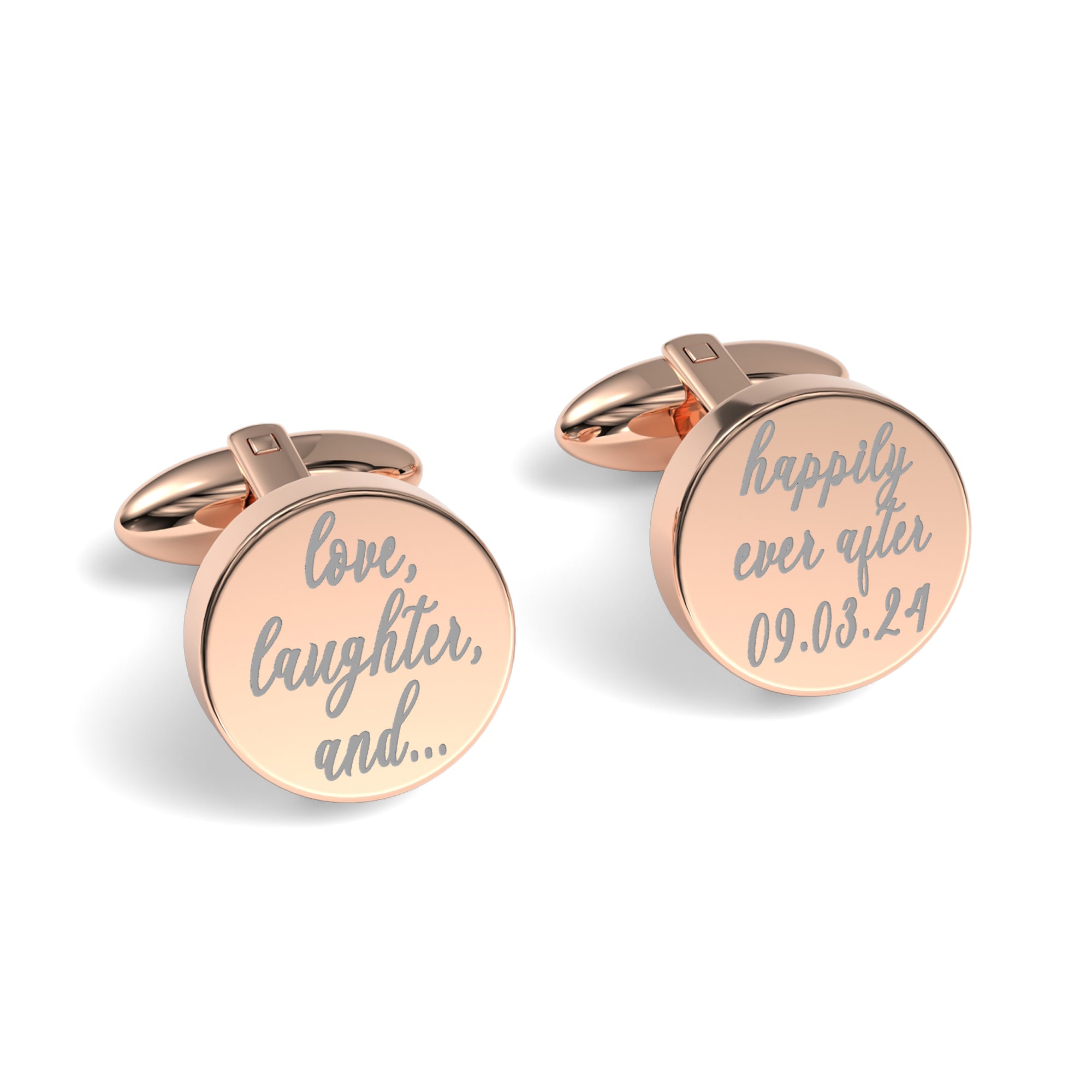 Love Laughter Happily Ever After Engraved Cufflinks