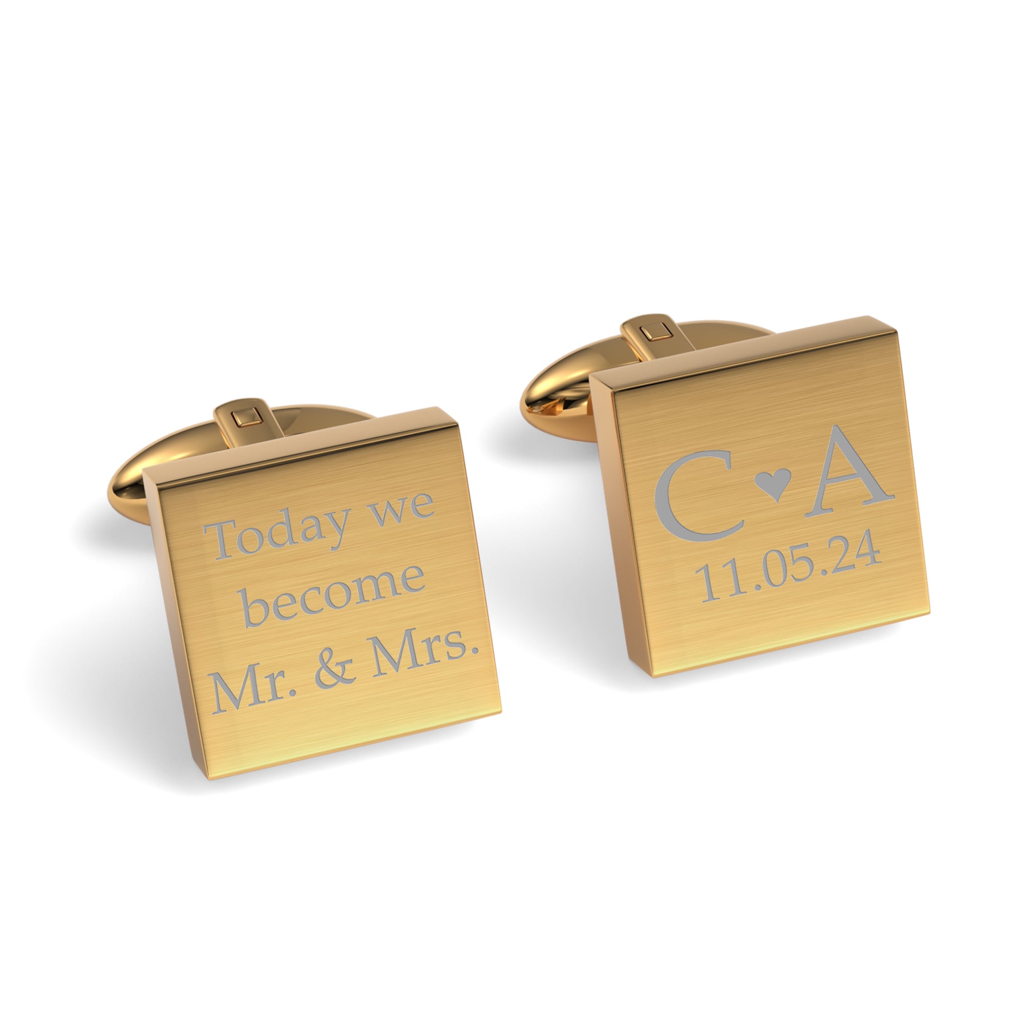 Today We Become Initials Date Engraved Square Cufflinks