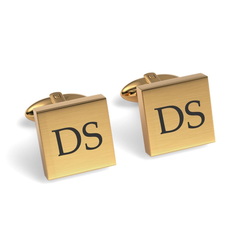 Two Initials Engraved Square Cufflinks