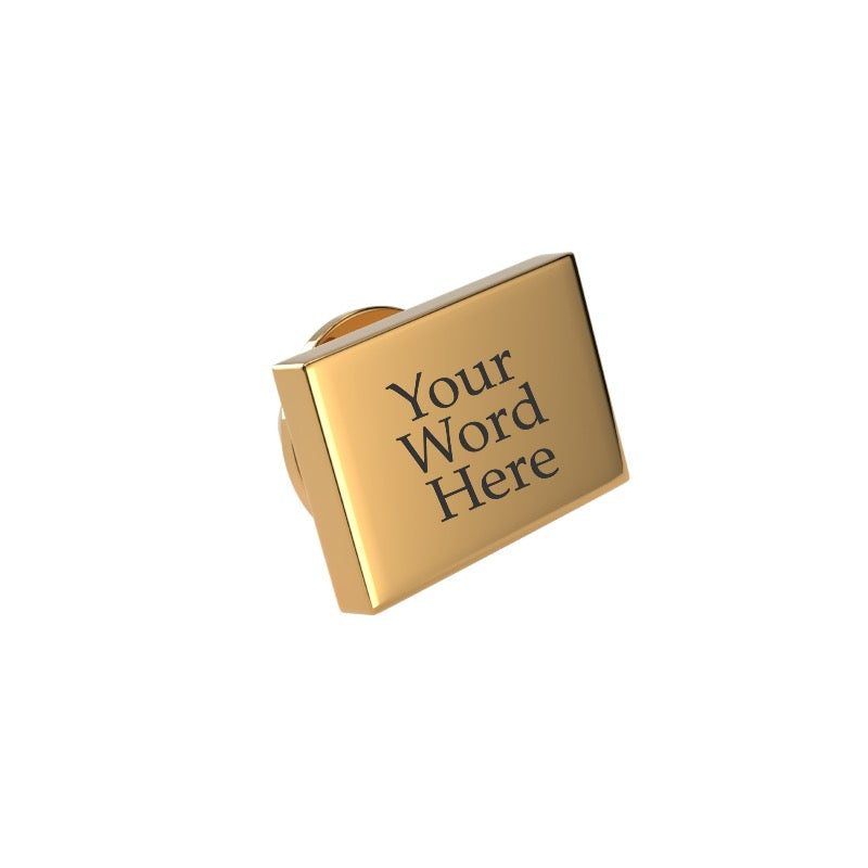 Custom Word Engraved Rectangle Lapel Pin