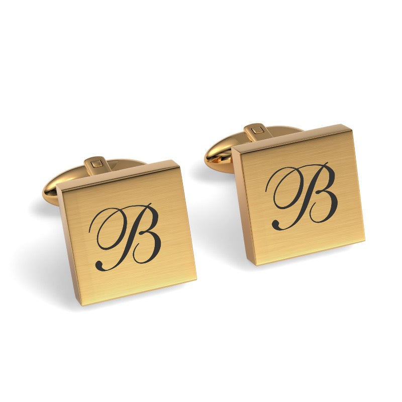 Large Initials Engraved Square Cufflinks