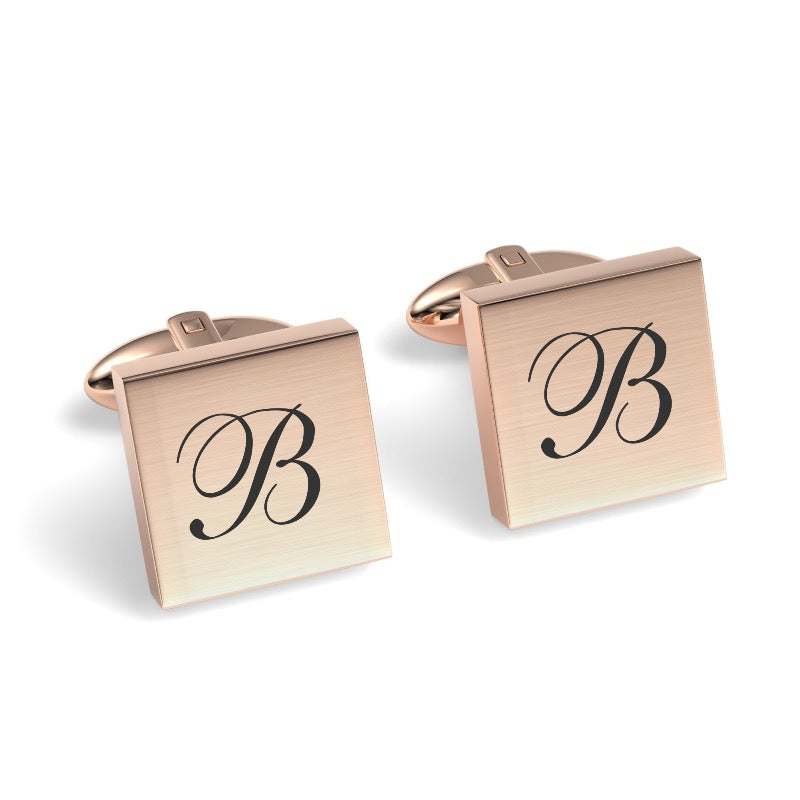 Large Initials Engraved Square Cufflinks