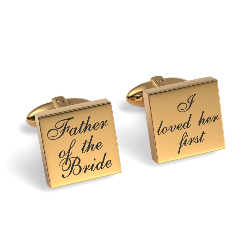 Father of the Bride Loved Her First Engraved Wedding Cufflinks