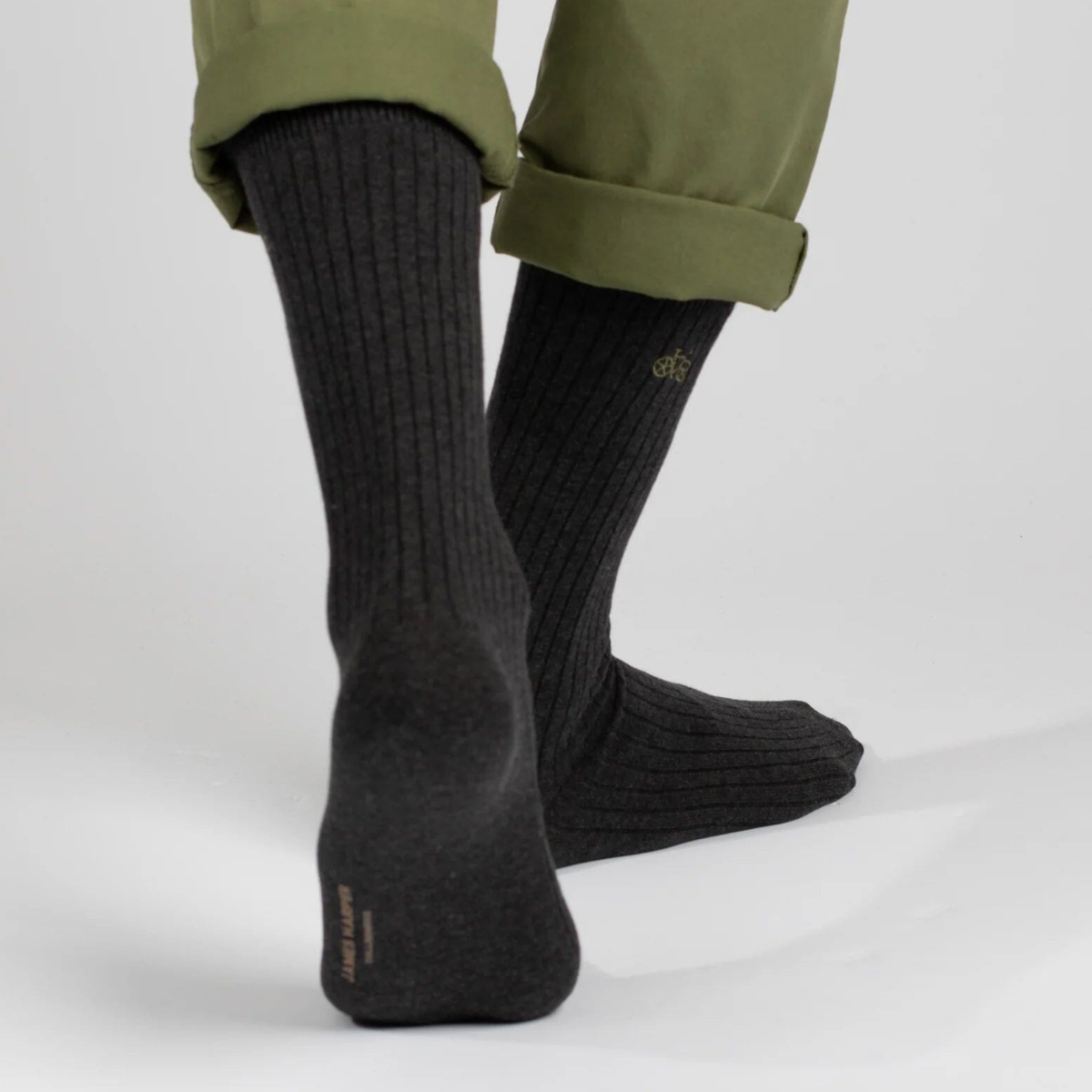 Charcoal Marle Ribbed Socks