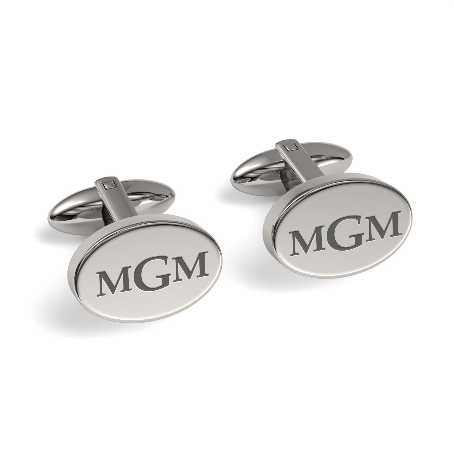 Engraved Monogram Initials Oval Cufflinks