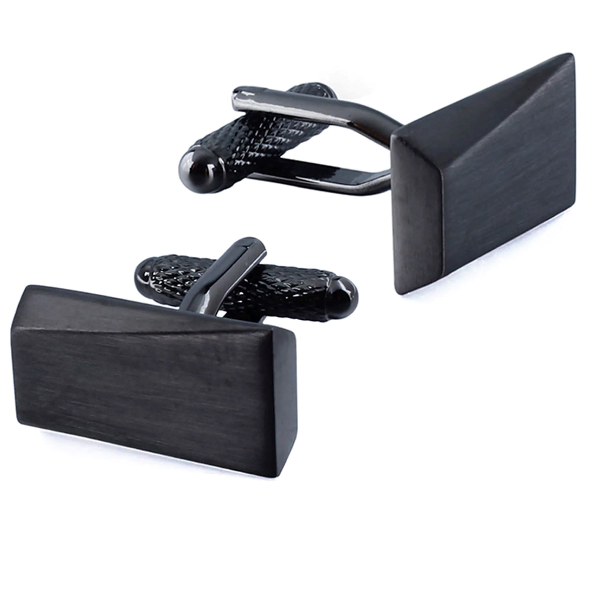 Brushed Gunmetal Angles Cufflinks and Tie Clip Set Gift Set Clinks Australia 